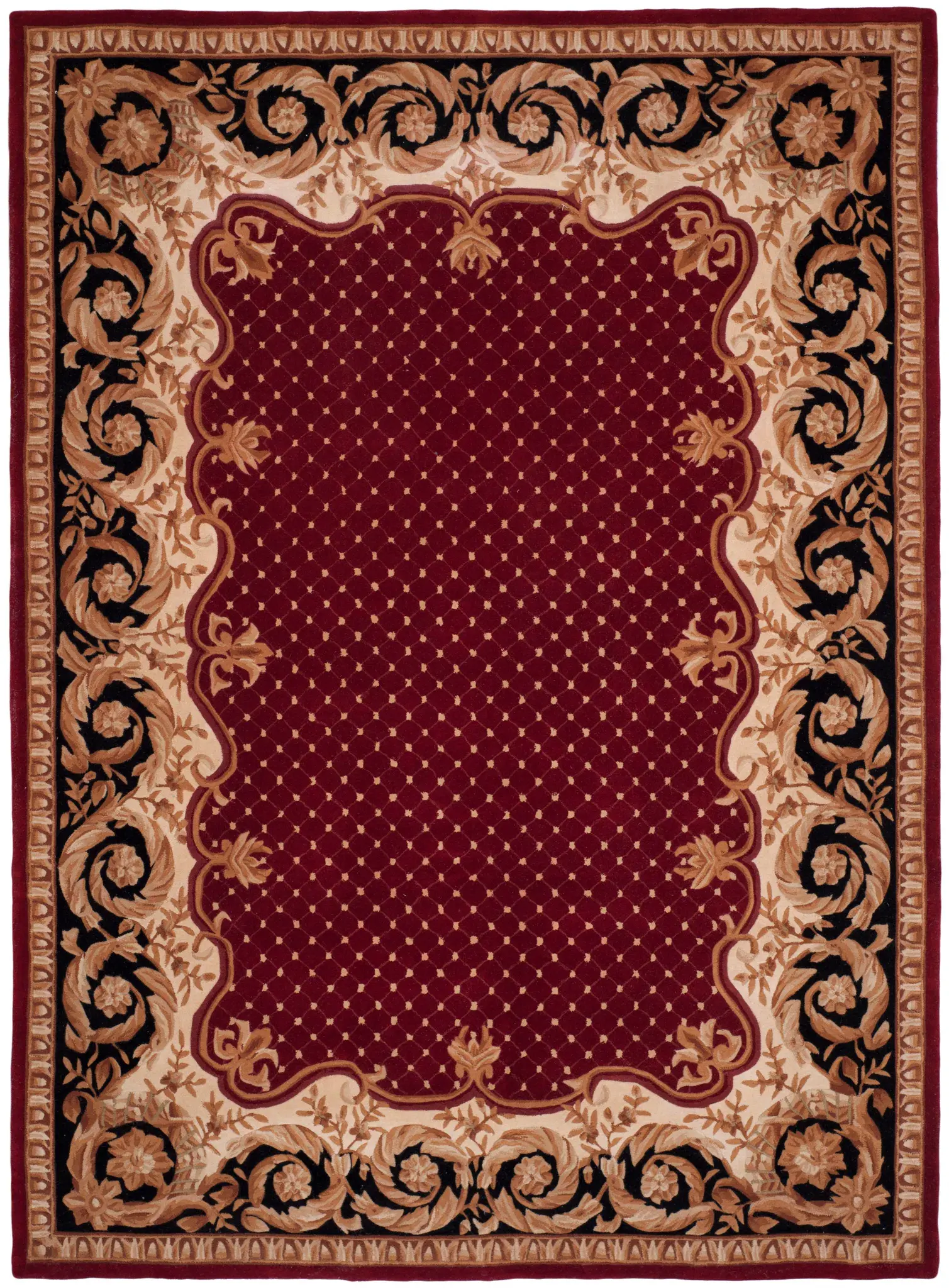 Naples Floral Border Trellis Hand-Tufted Wool Rug