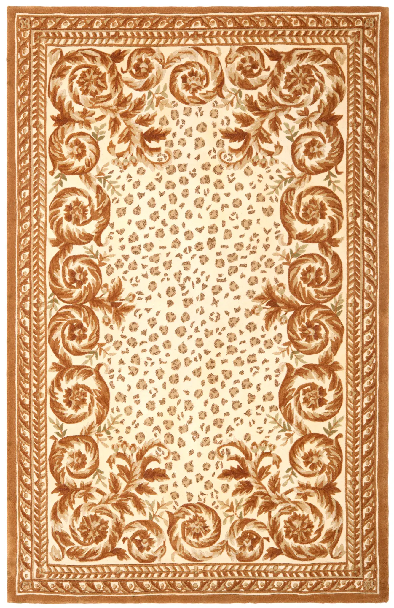 Naples Leopard Print And Scroll Hand-Tufted Wool Rug