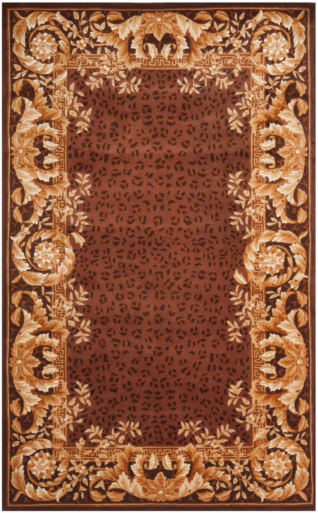 Naples Leopard Print Border Hand-Tufted Wool Rug