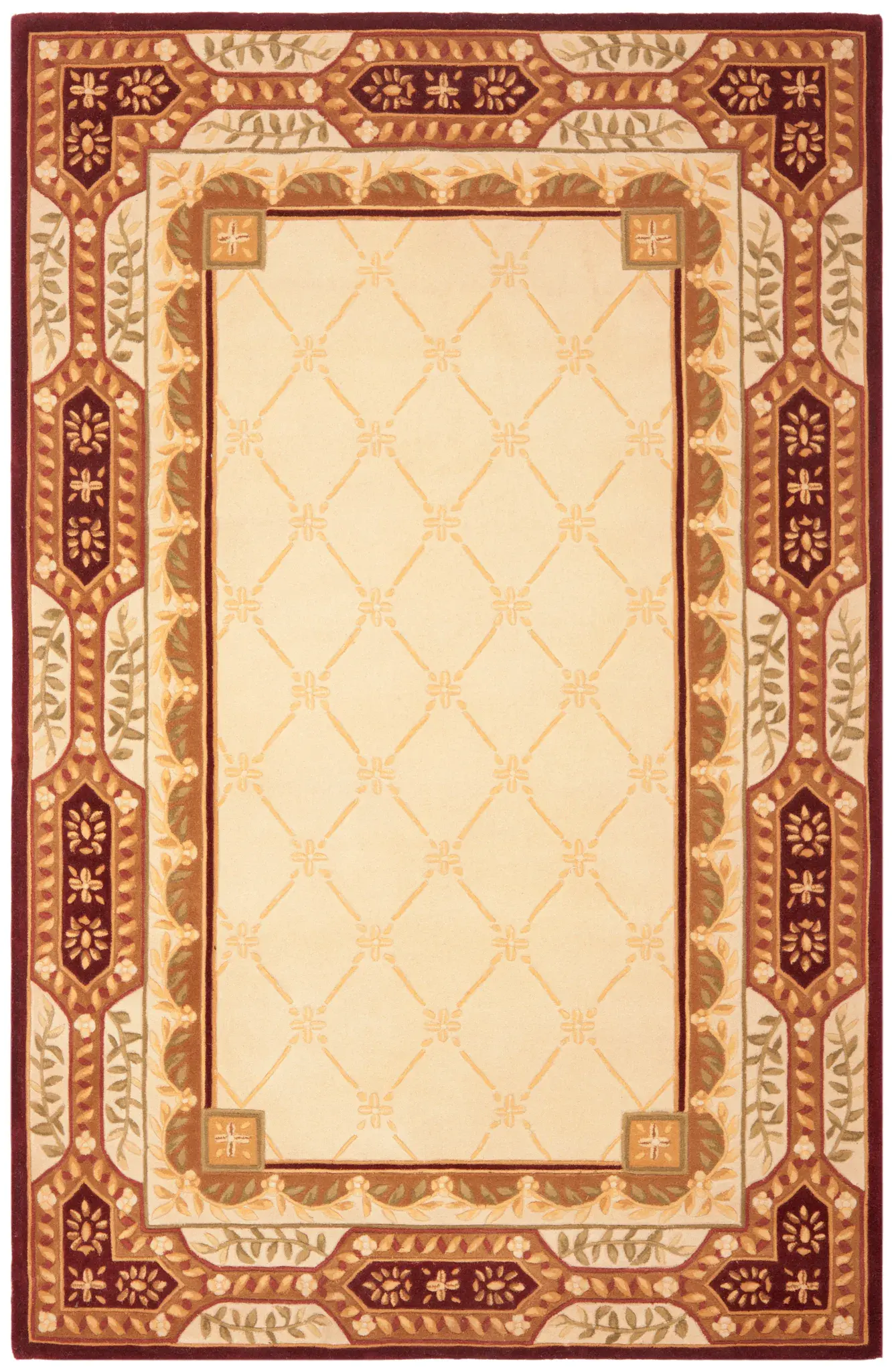 Naples Lattice Border Hand-Tufted Wool Rug