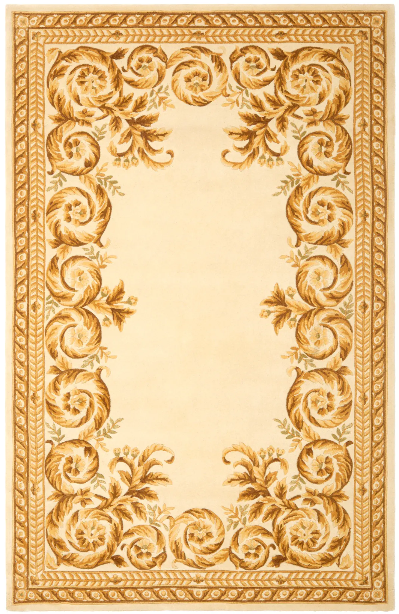 Naples Scroll Border Hand-Tufted Wool Rug