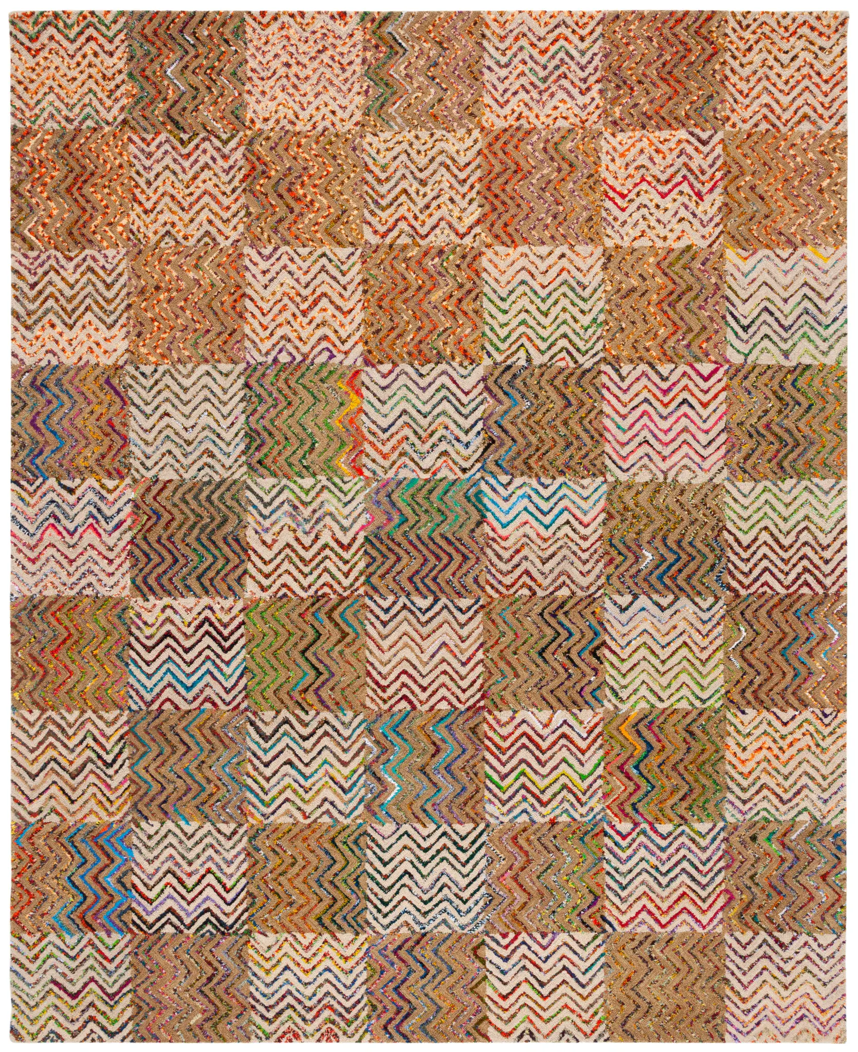 Nantucket Checkered Chevron Hand-Tufted Rug
