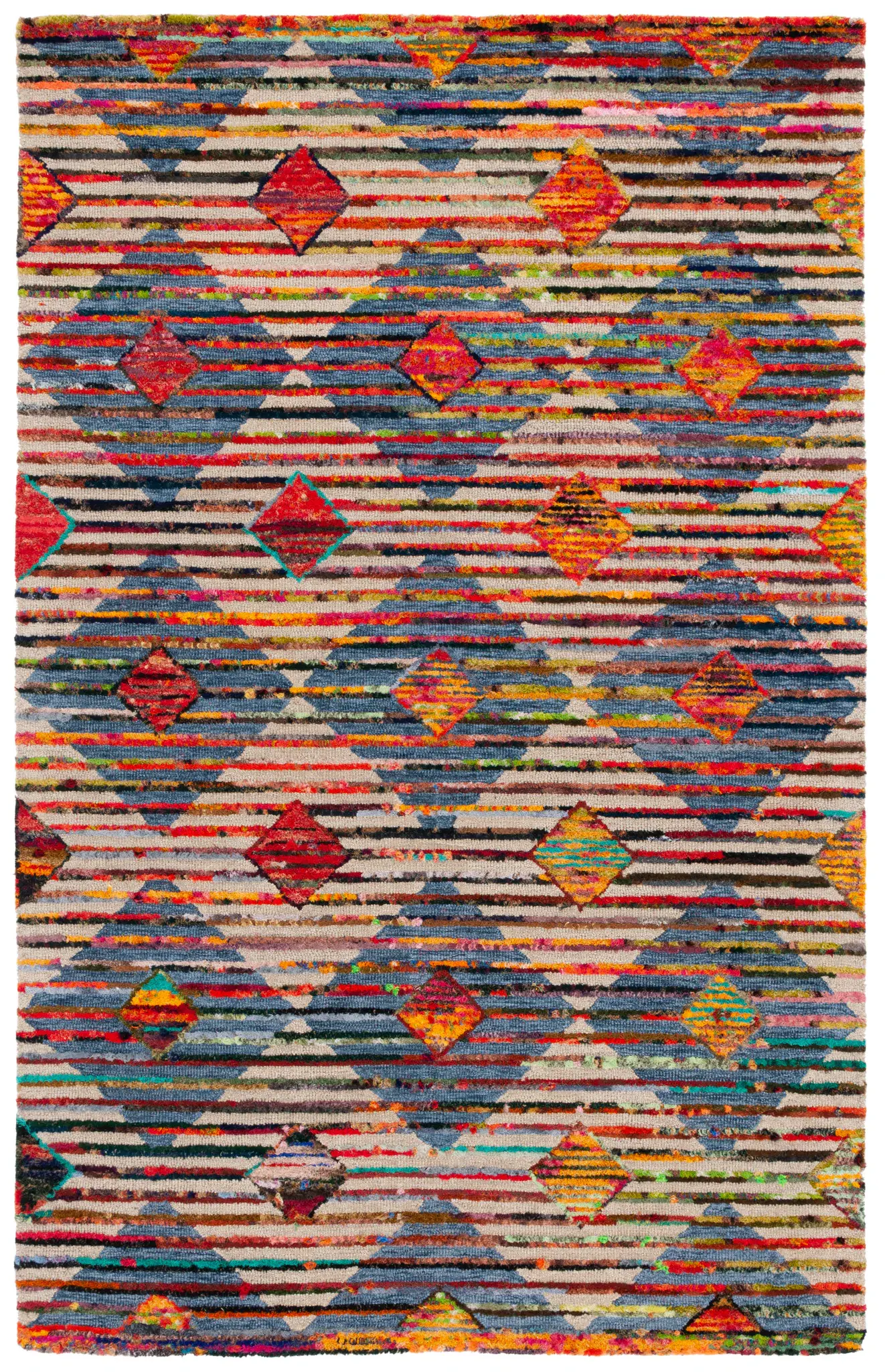 Nantucket Striped Rhombus Trellis Hand-Tufted Rug