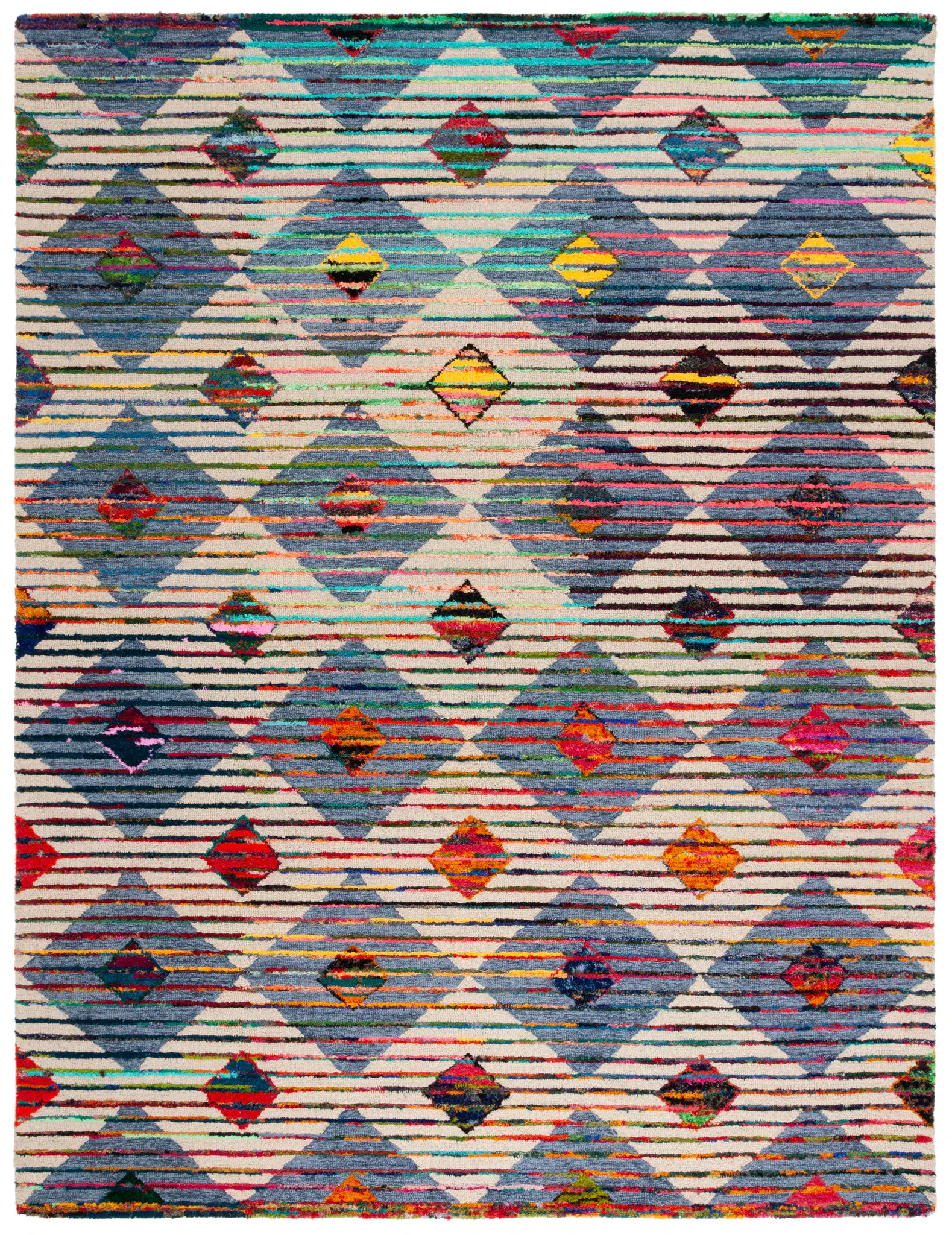 Nantucket Striped Rhombus Trellis Hand-Tufted Rug