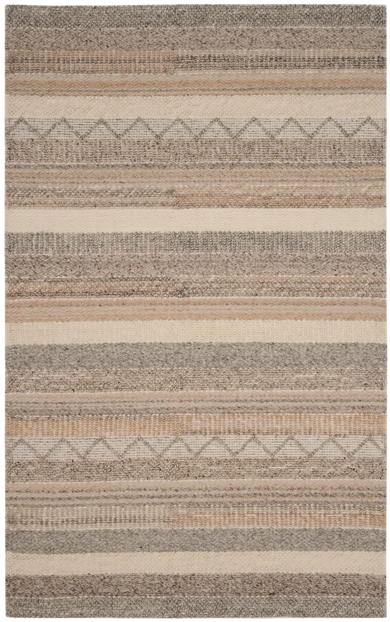 Natura Striped Zig-Zag Hand-Woven Wool and Cotton Rug