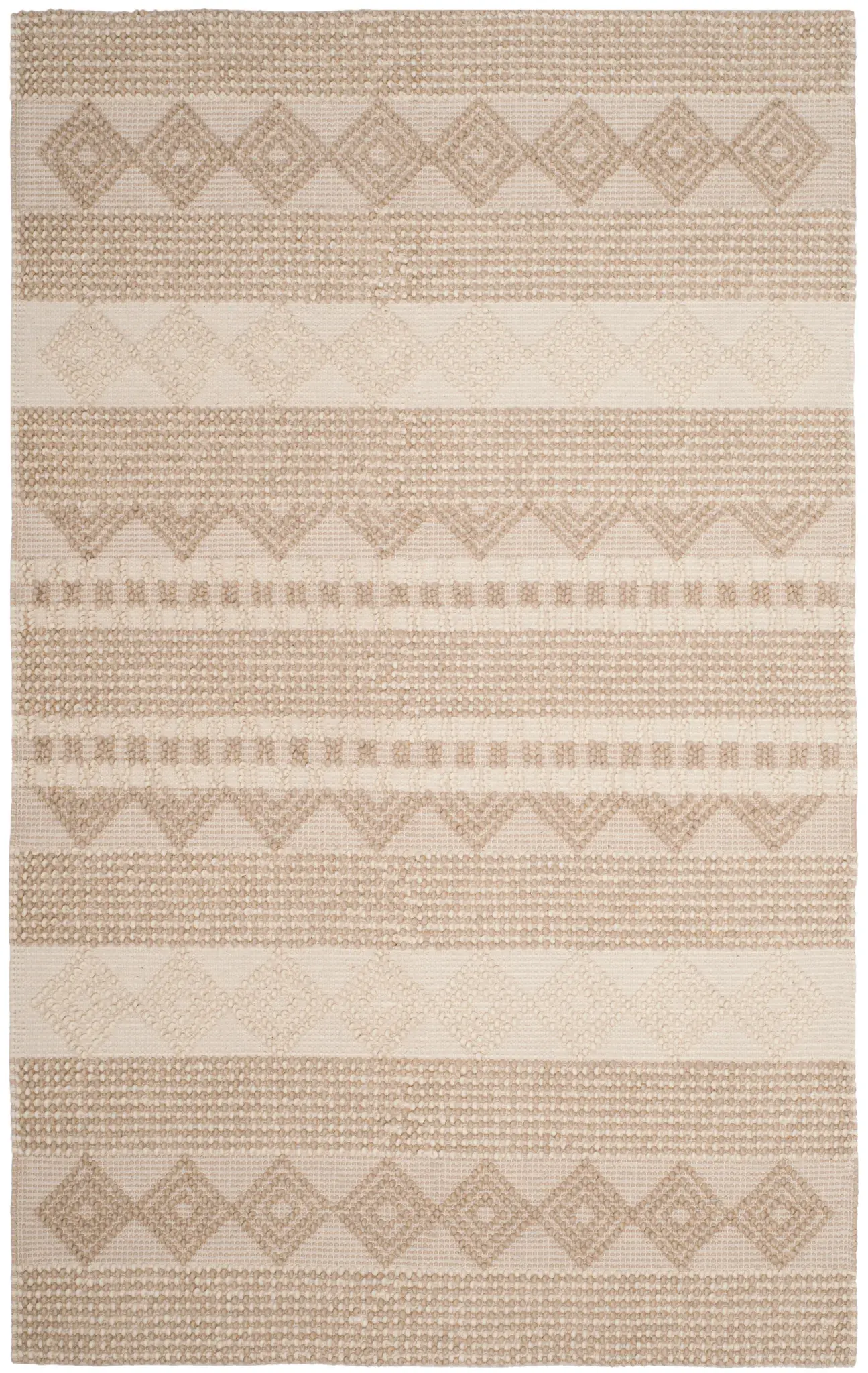 Natura Banded Diamond Hand-Woven Shag Rug