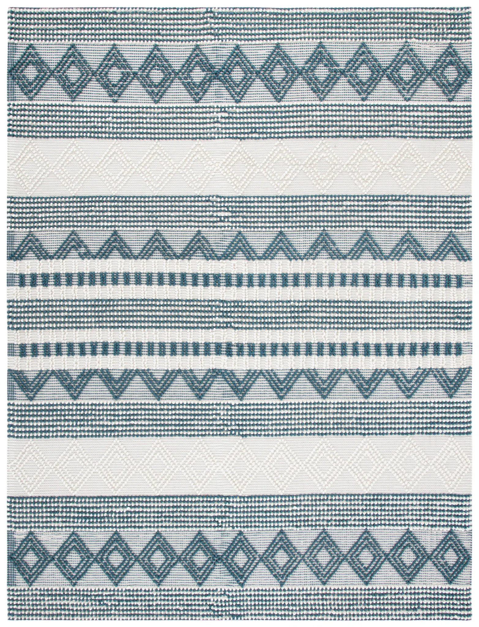 Natura Banded Diamond Hand-Woven Shag Rug
