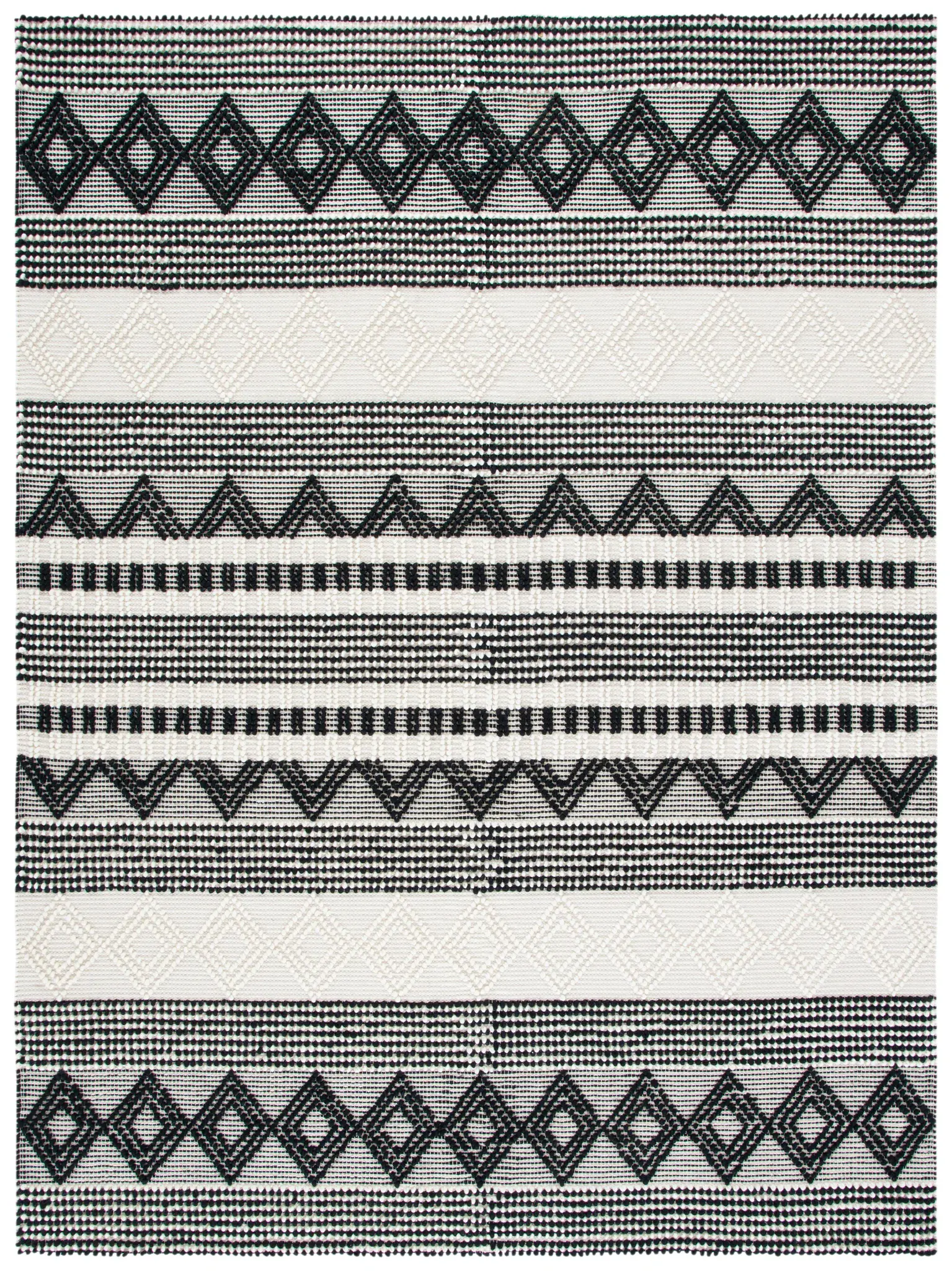 Natura Banded Diamond Hand-Woven Shag Rug