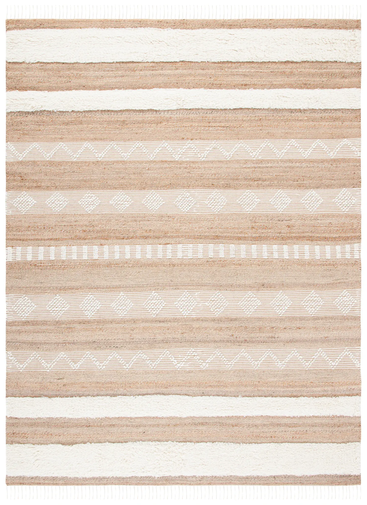 Natura Banded Geometric Hand-Woven Shag Rug