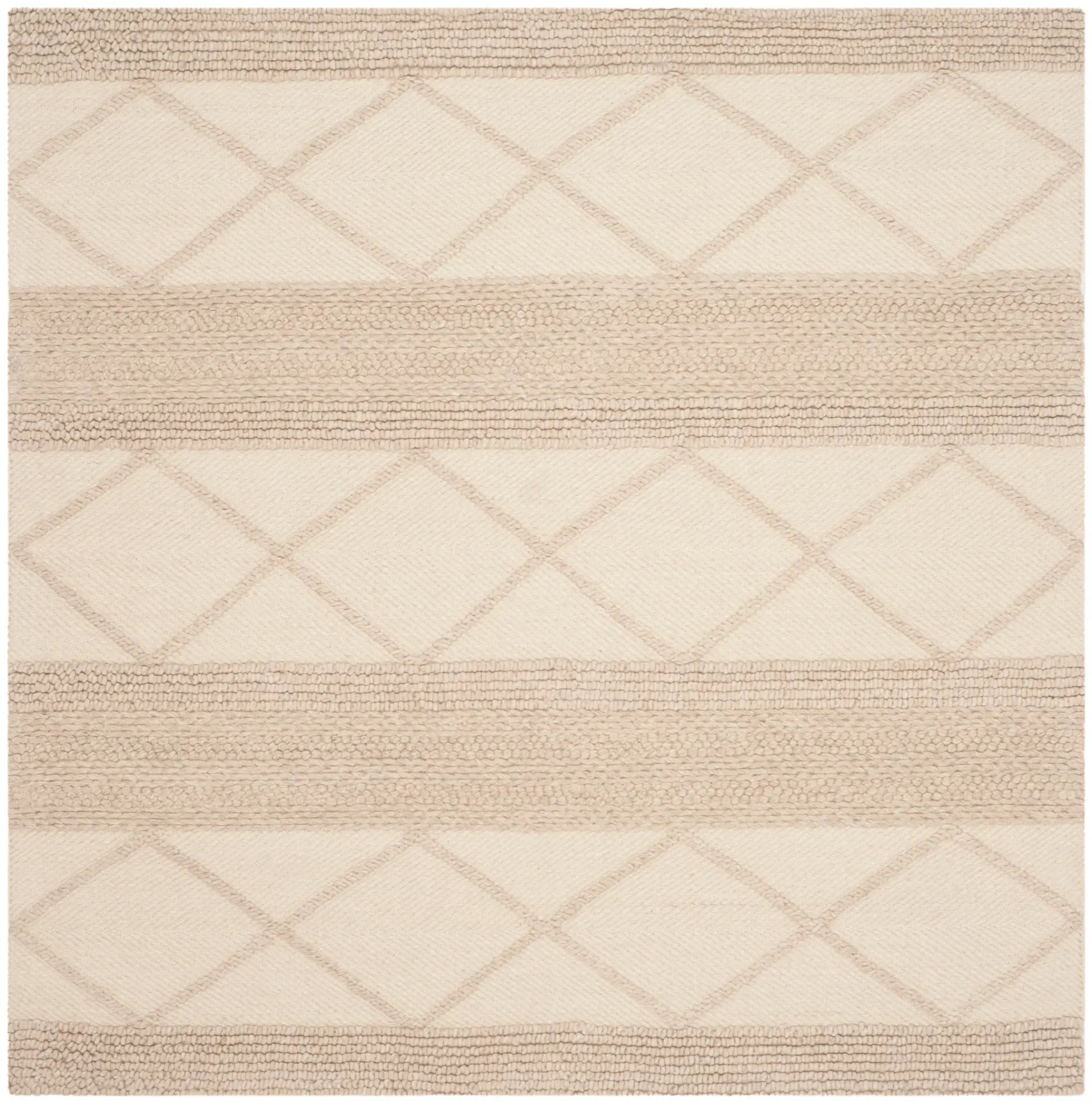Natura Wide Band Diamond Hand-Woven Wool Rug