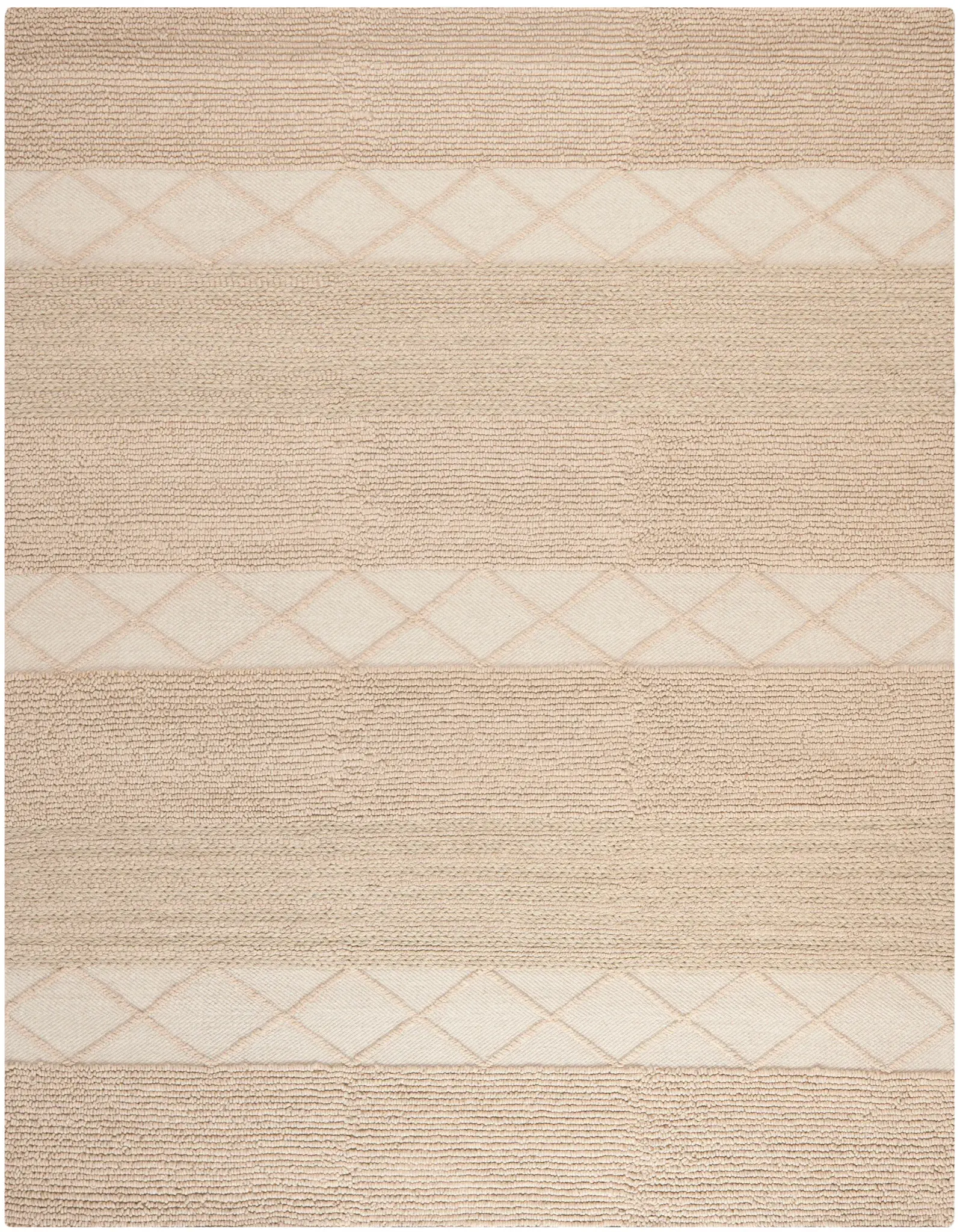 Natura Wide Band Diamond Hand-Woven Wool Rug