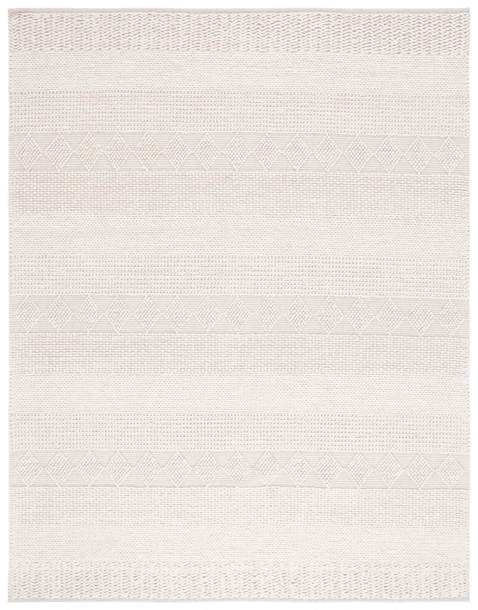 Natura Sparse Banded Diamond Hand-Woven Wool Rug