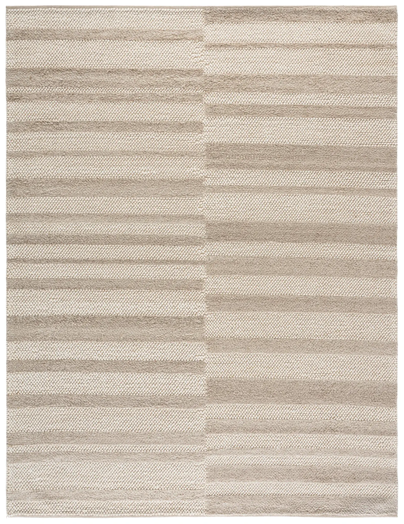 Natura Staggered Stripe Hand-Loomed Wool Blend Rug