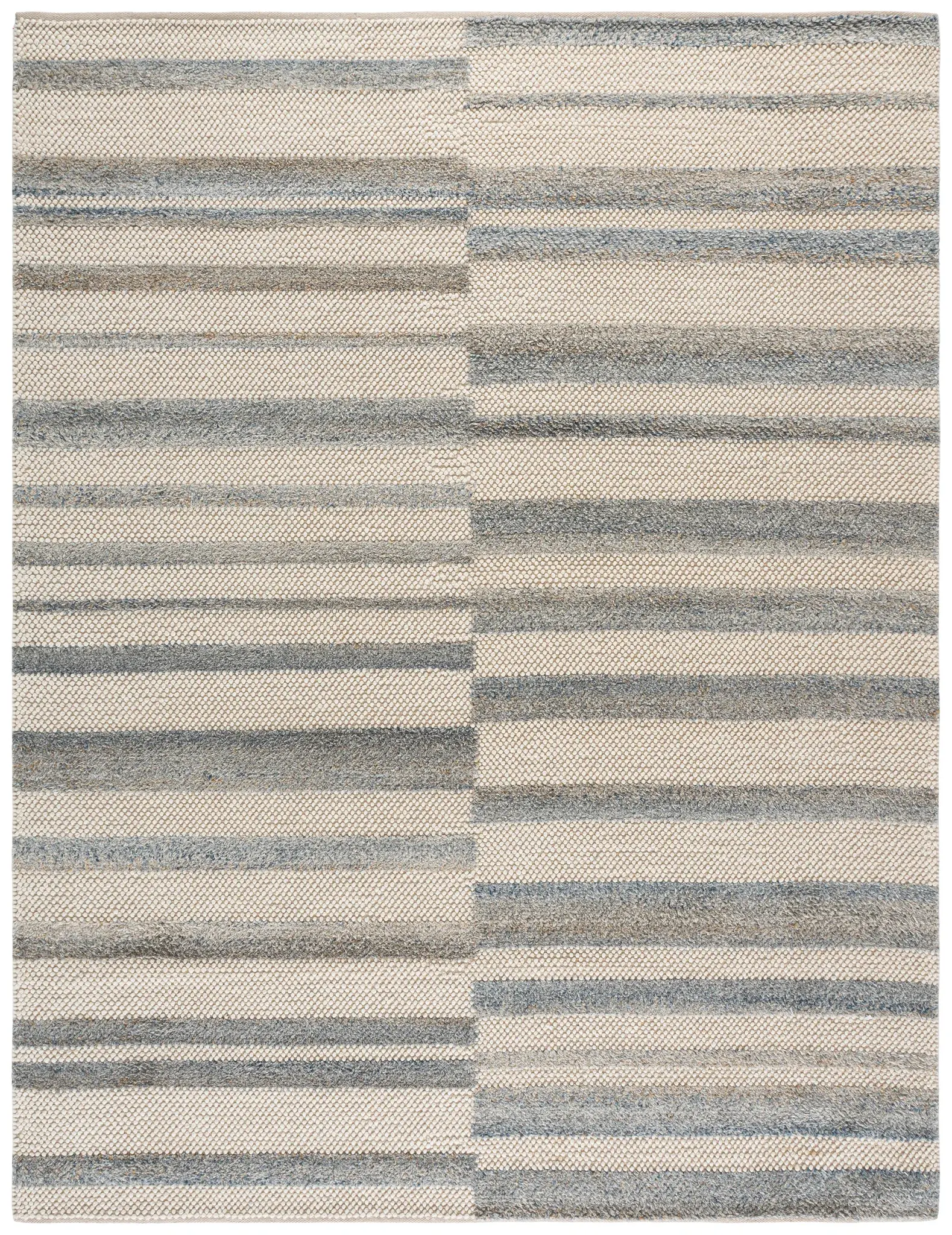 Natura Staggered Stripe Hand-Loomed Wool Blend Rug