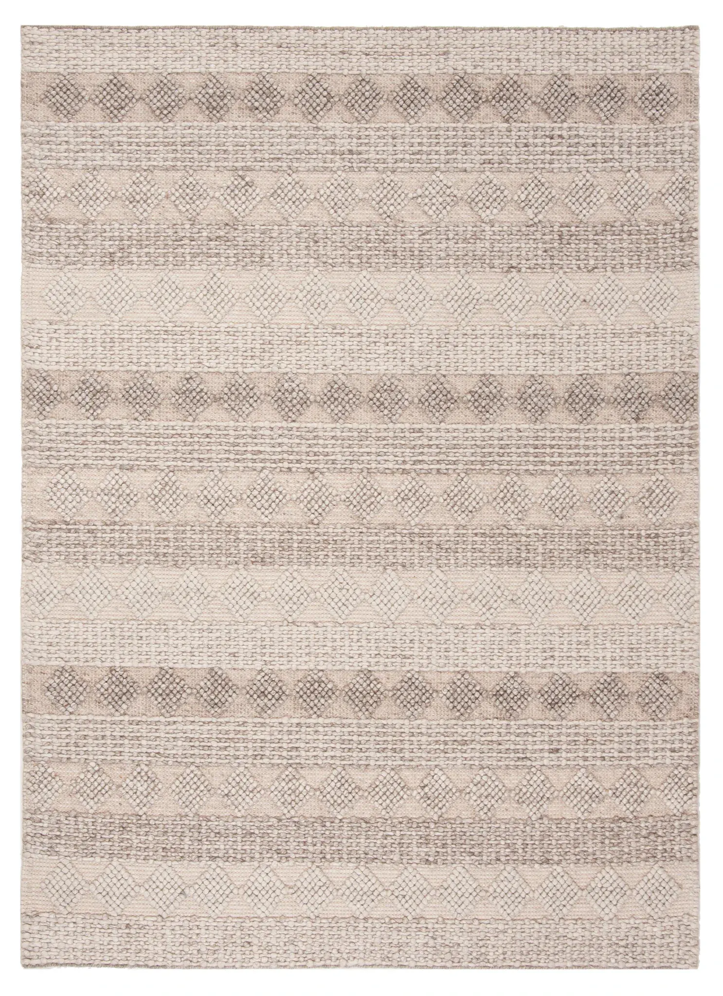 Natura Diamond Row Stripe Hand-Loomed Wool Rug