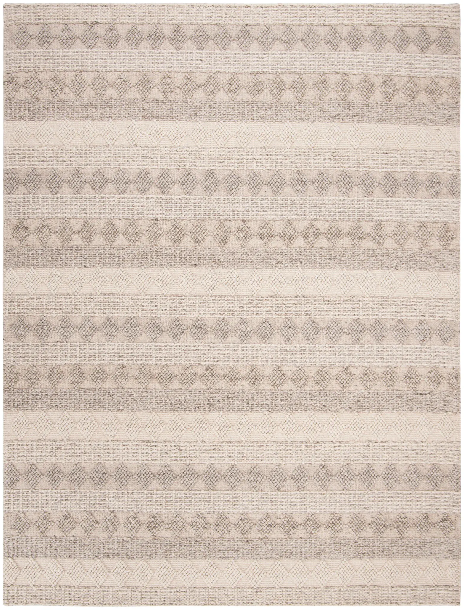 Natura Diamond Row Stripe Hand-Loomed Wool Rug