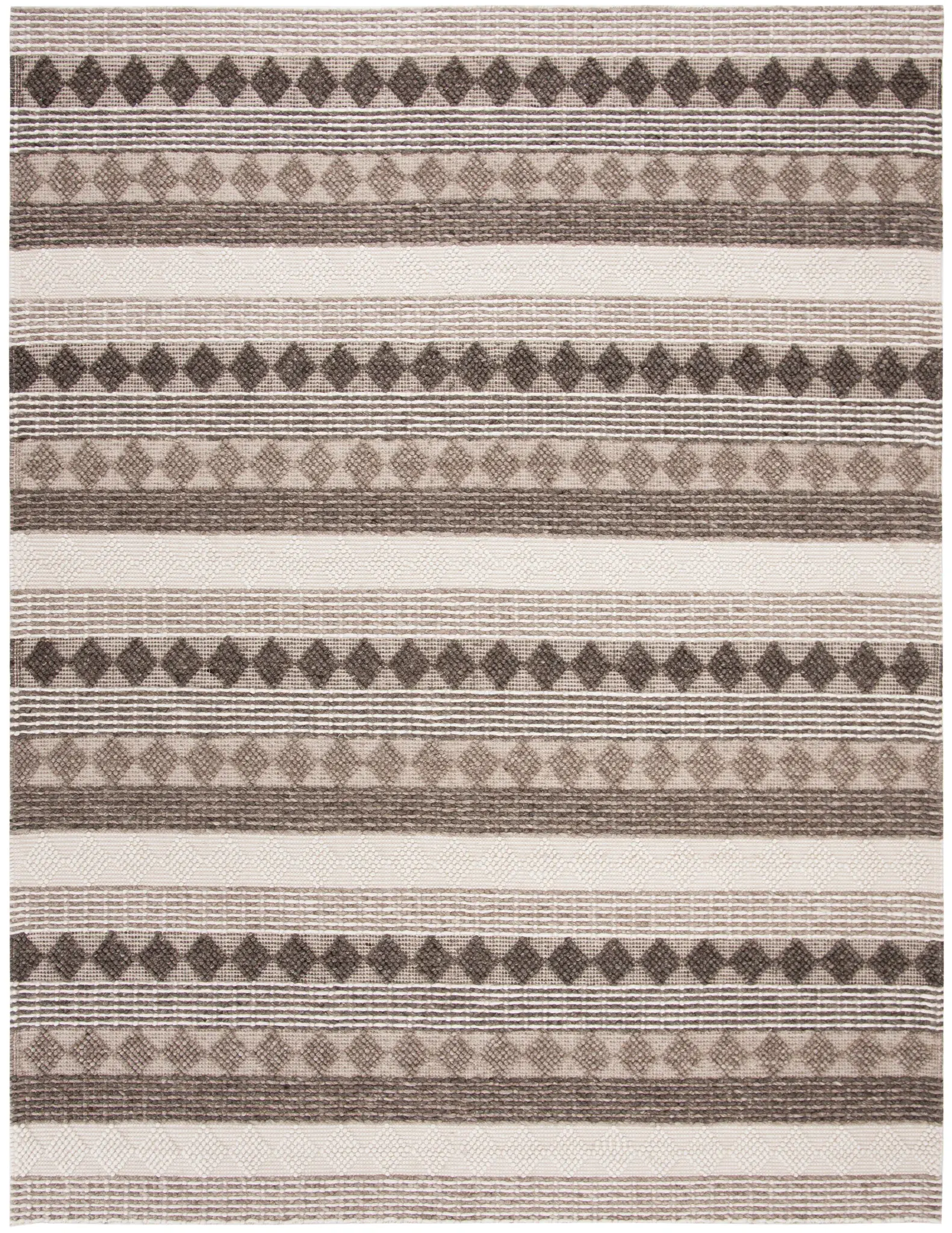 Natura Diamond Row Stripe Hand-Loomed Wool Rug