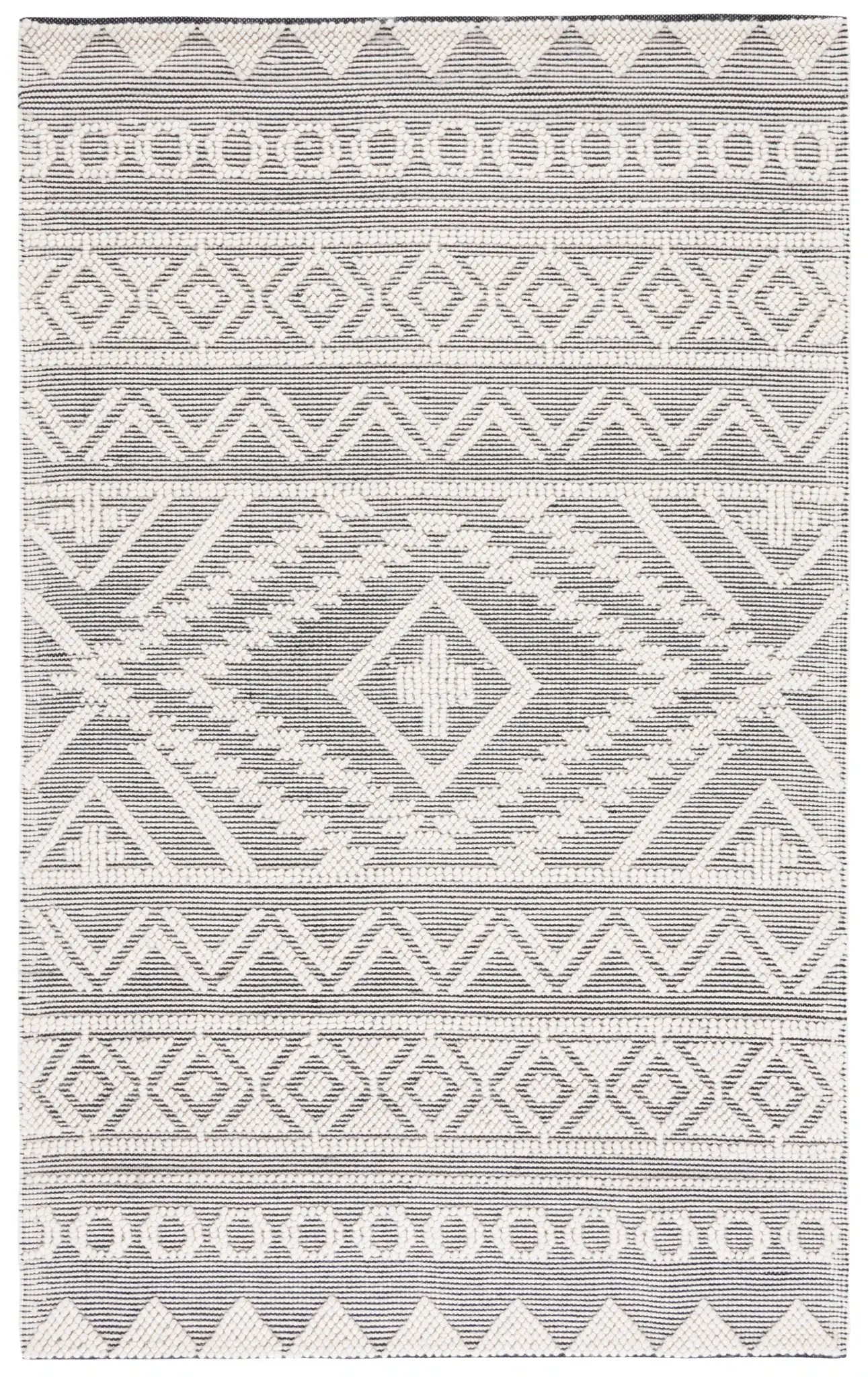 Natura Banded Diamond Flatweave Wool Rug