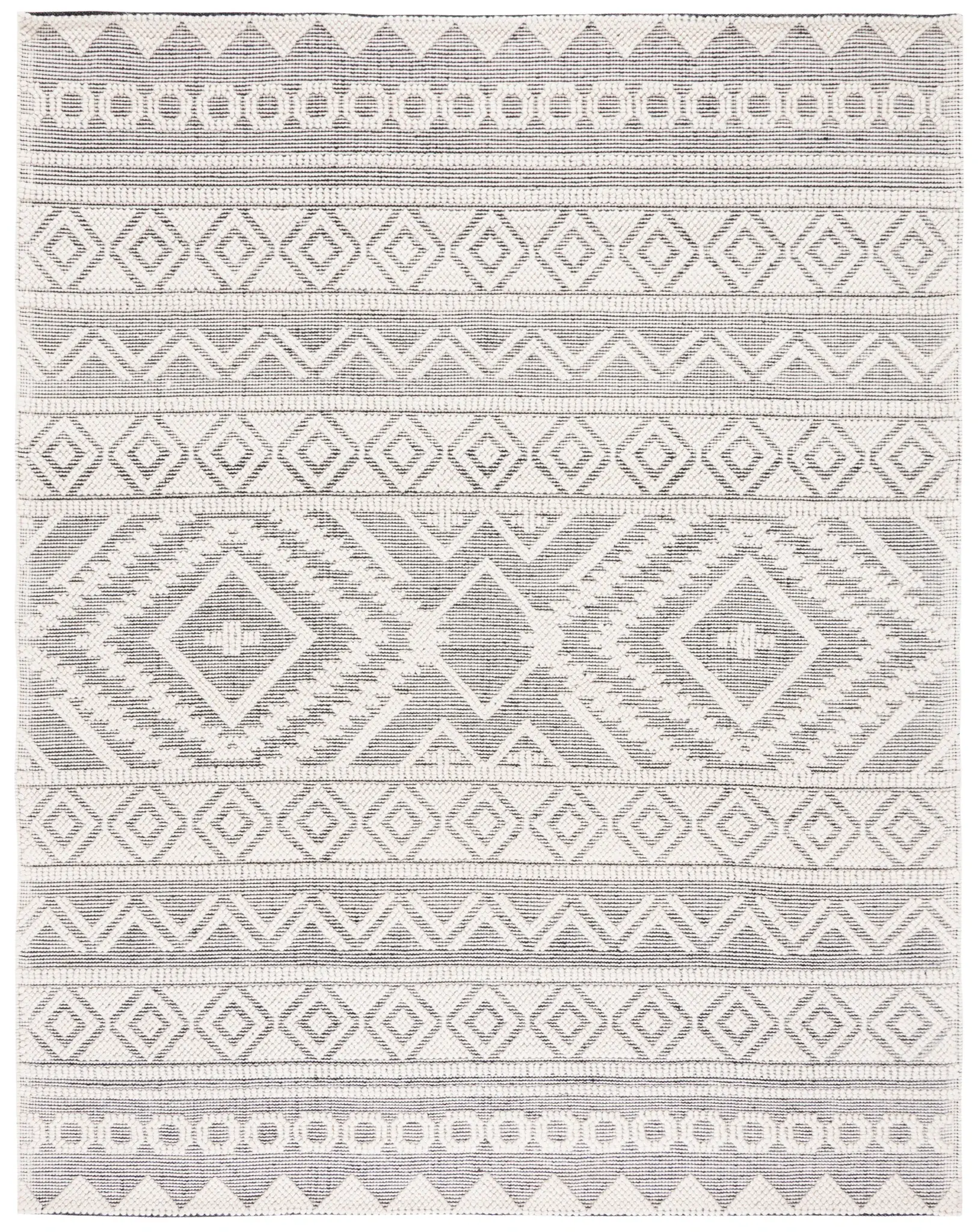 Natura Banded Diamond Flatweave Wool Rug
