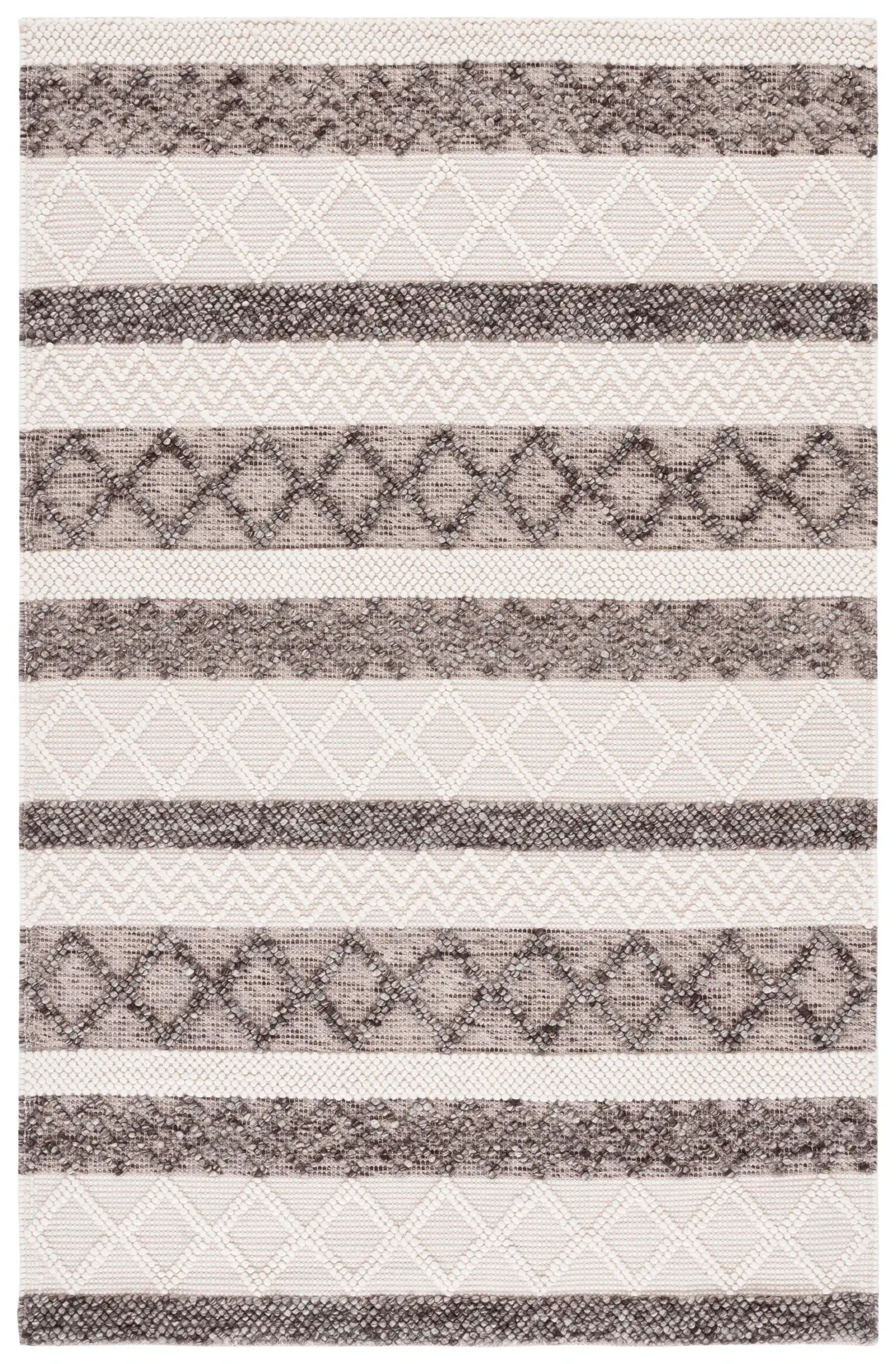 Natura Chevron Diamond Banded Hand-Woven Wool Rug