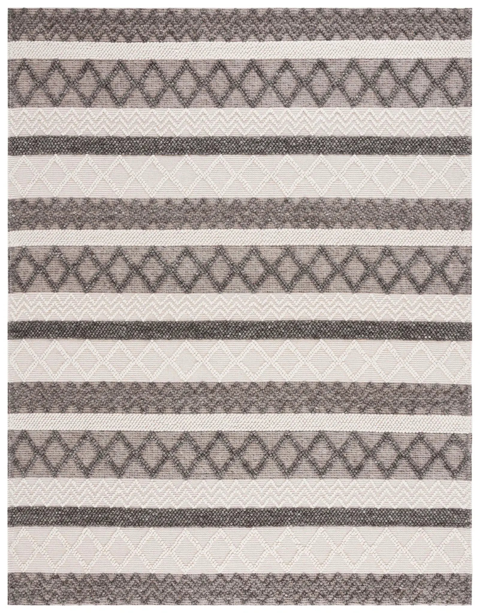 Natura Chevron Diamond Banded Hand-Woven Wool Rug