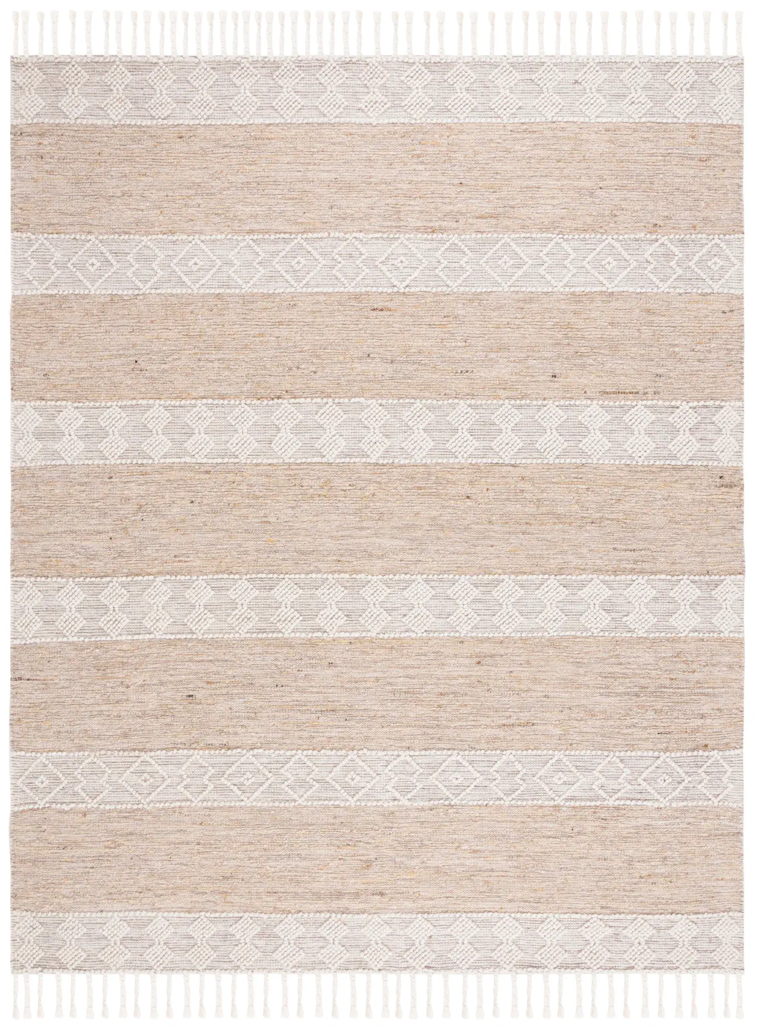 Natura Geometric Banded Stripe Hand-Woven Wool Rug