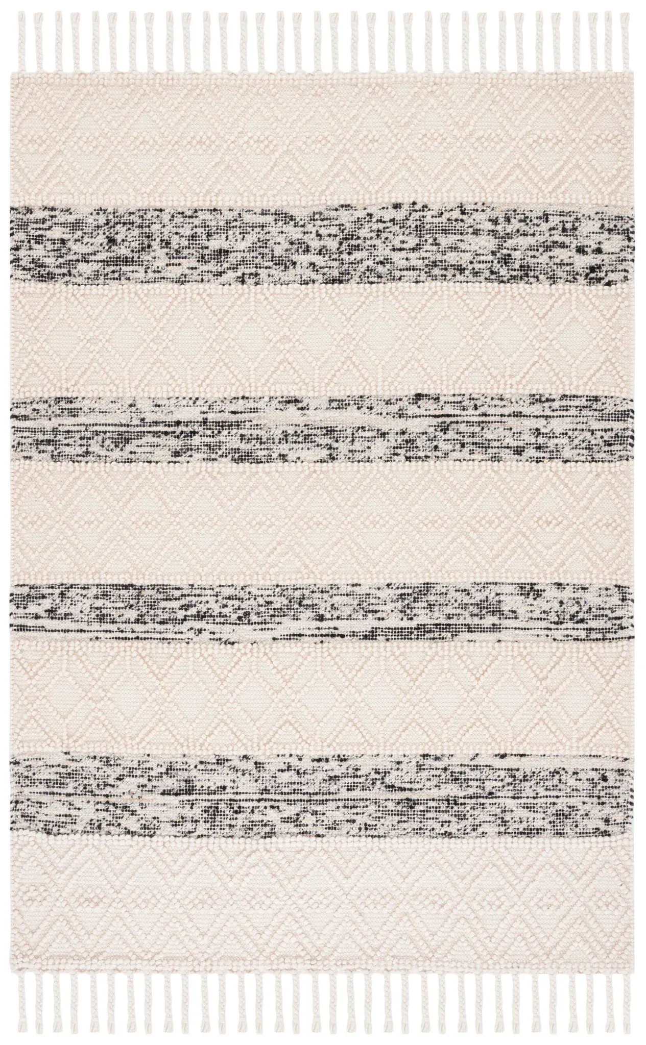 Natura Diamond Stripe Fringe Hand-Woven Wool Rug