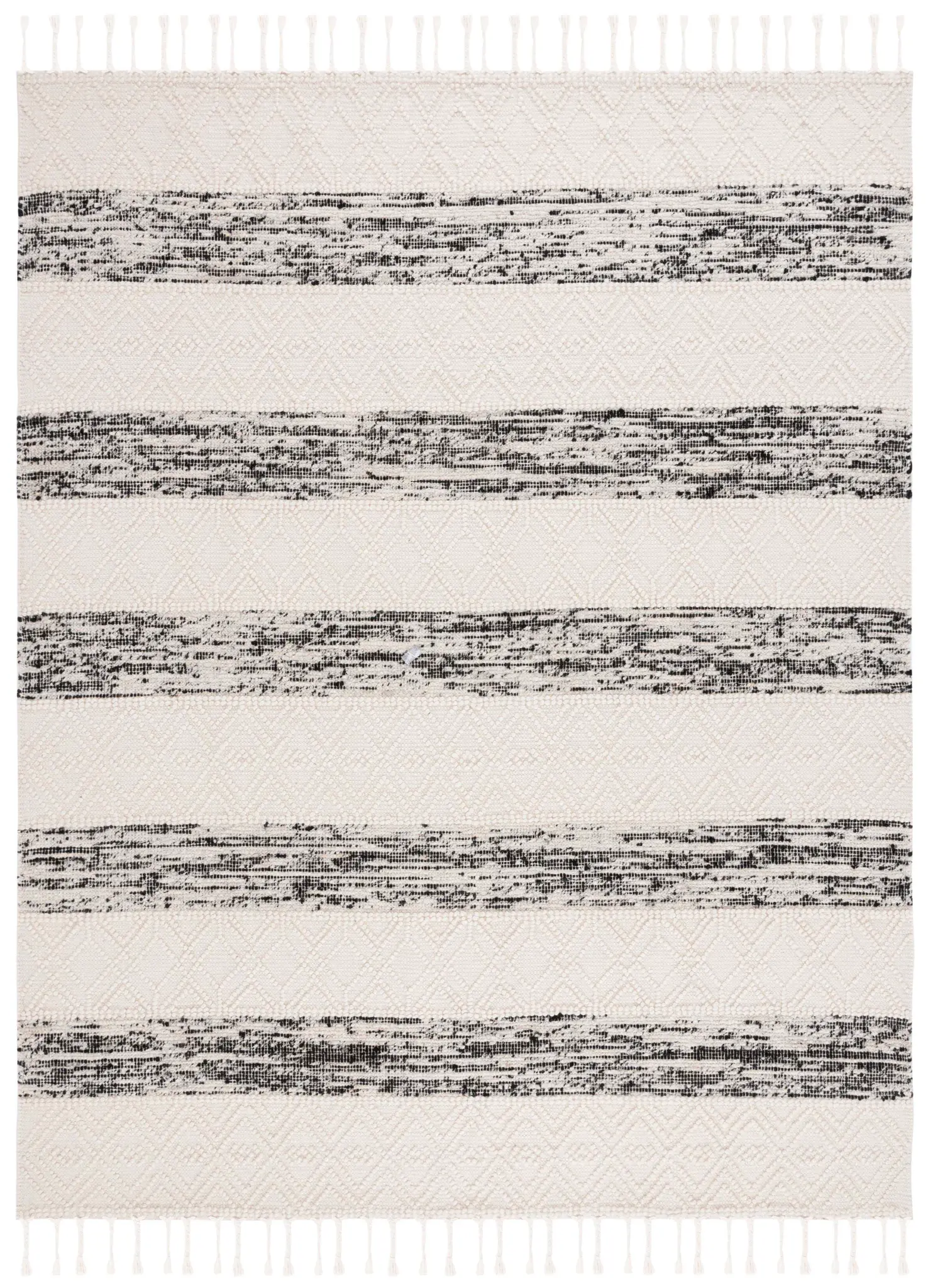 Natura Diamond Stripe Fringe Hand-Woven Wool Rug