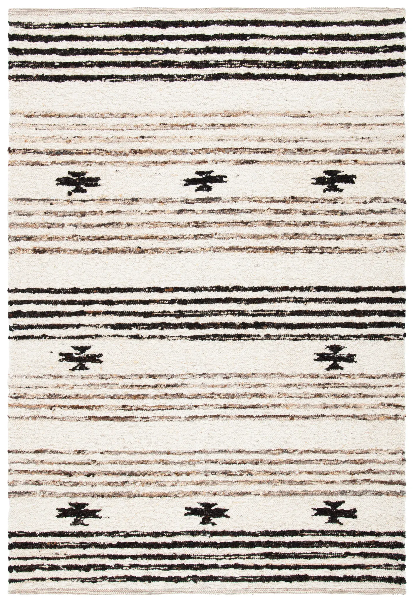 Natural Fiber Natura Banded Tribal Hand-Woven Wool Rug