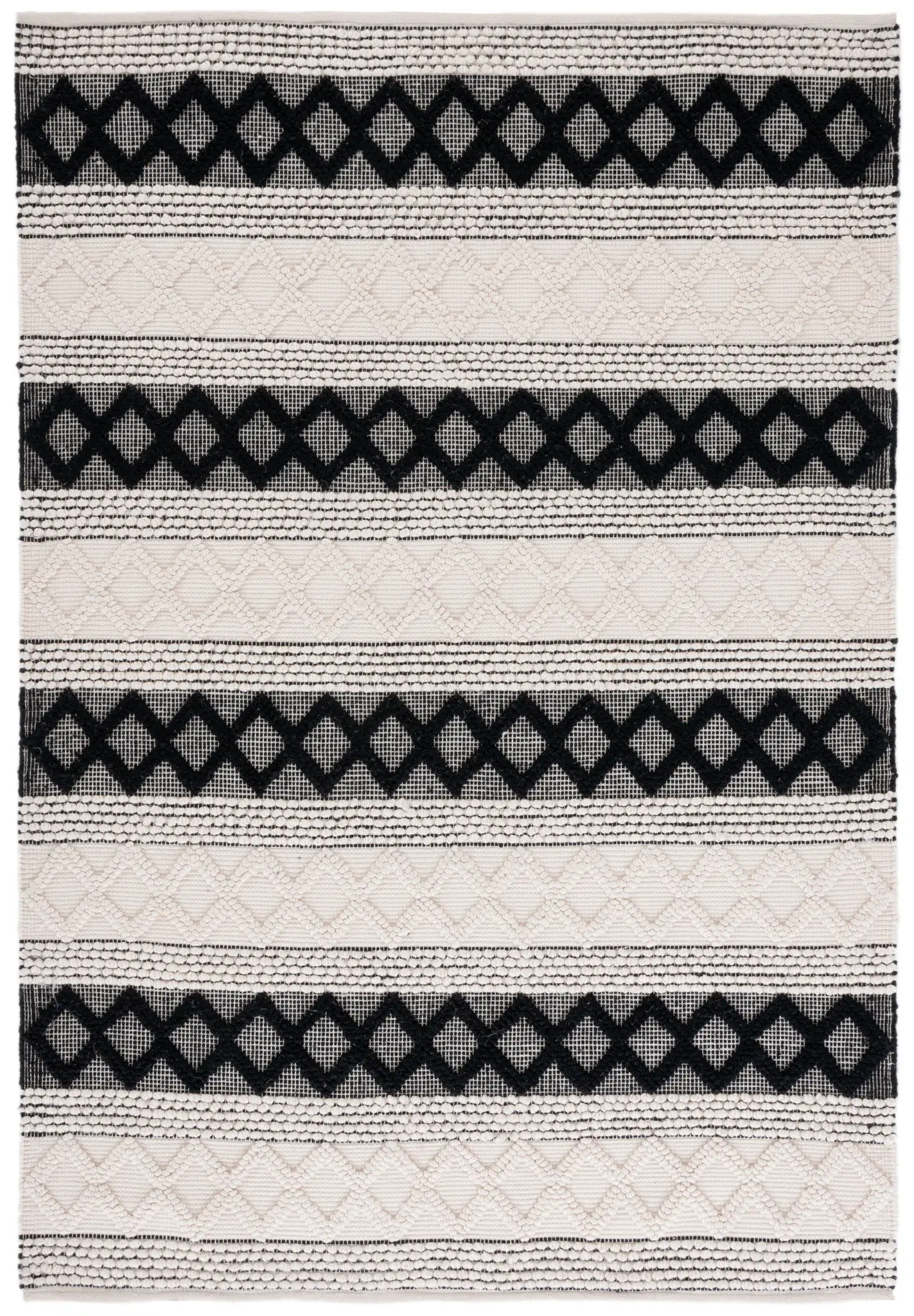 Natura Outlined Diamond Stripe Hand-Woven Wool Rug