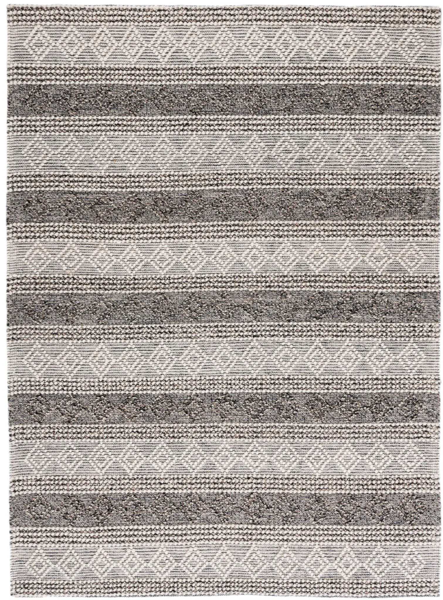Natura Nested Diamond Textured Stripe Hand-Woven Wool Rug