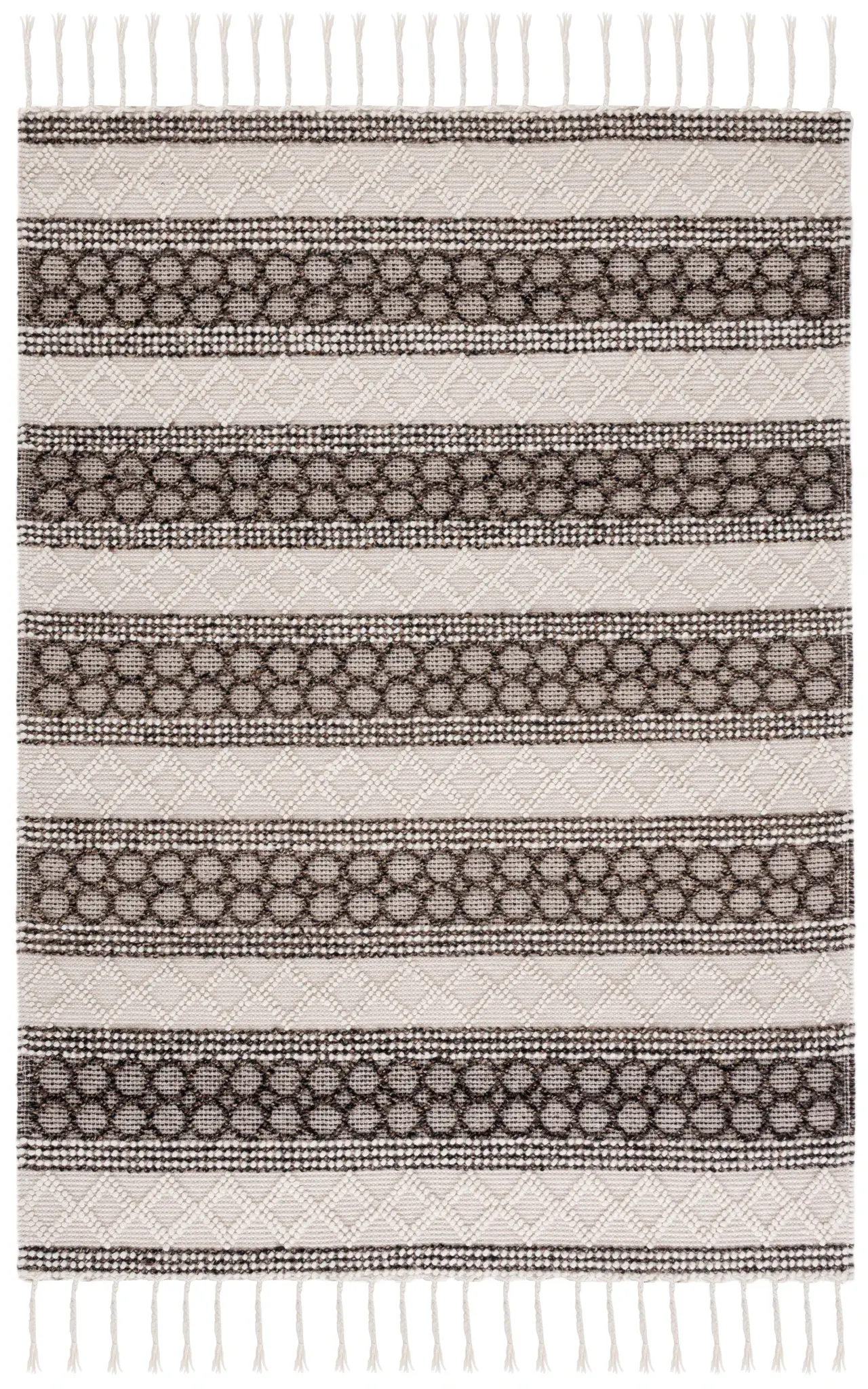 Natura Banded Diamond Loop Hand-Woven Wool Rug