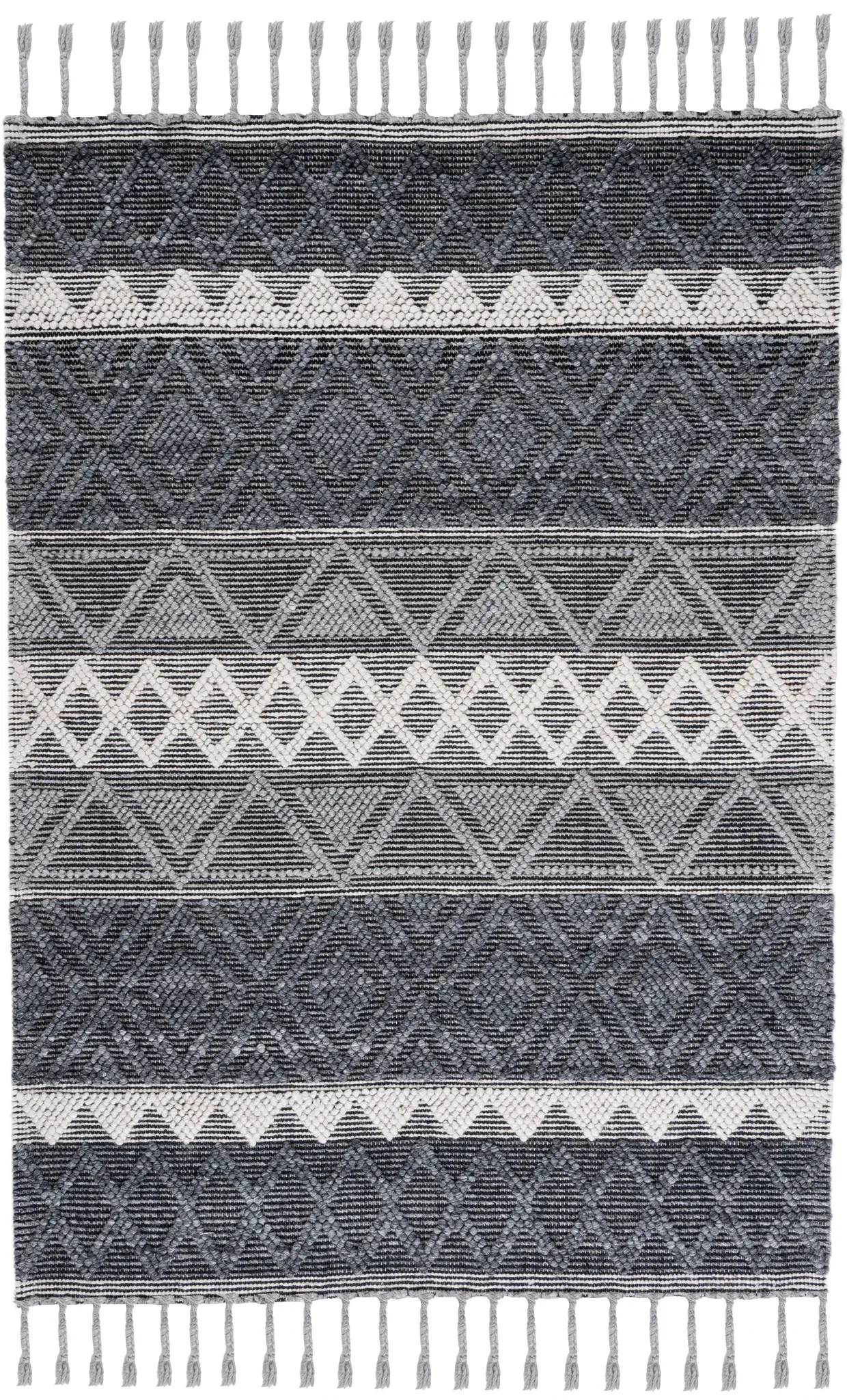 Natura Banded Chevron Diamond Hand-Woven Wool Rug