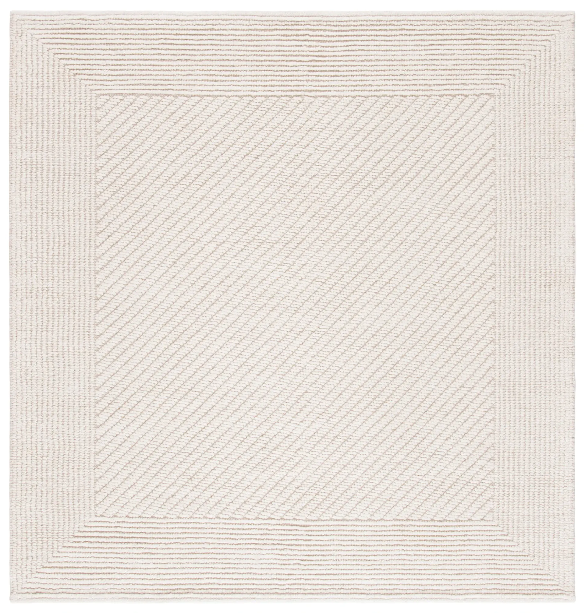 Natura Ribbed Border Hand-Woven Wool Rug