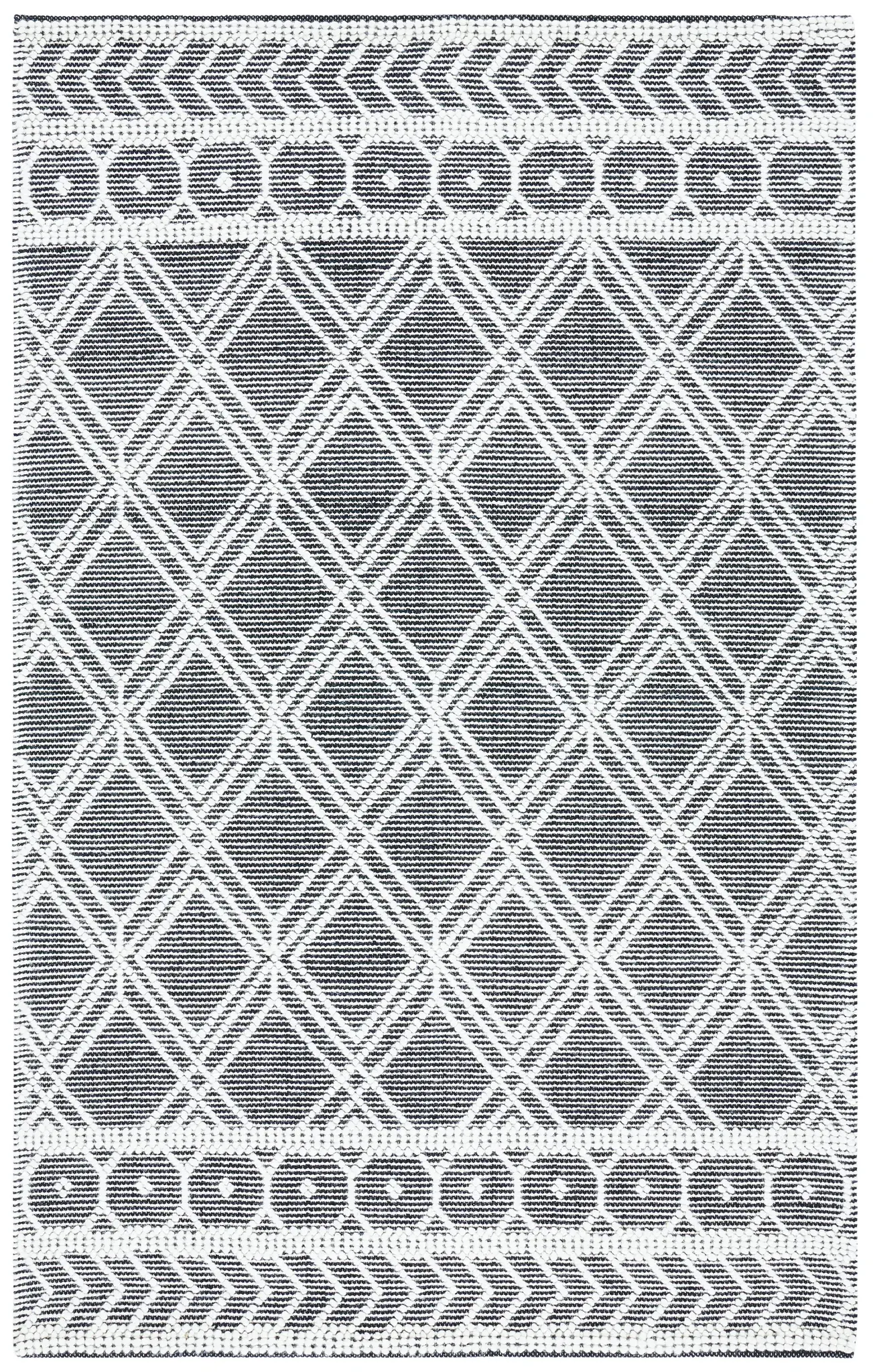 Natura Diamond Lattice Border Hand-Woven Wool Rug