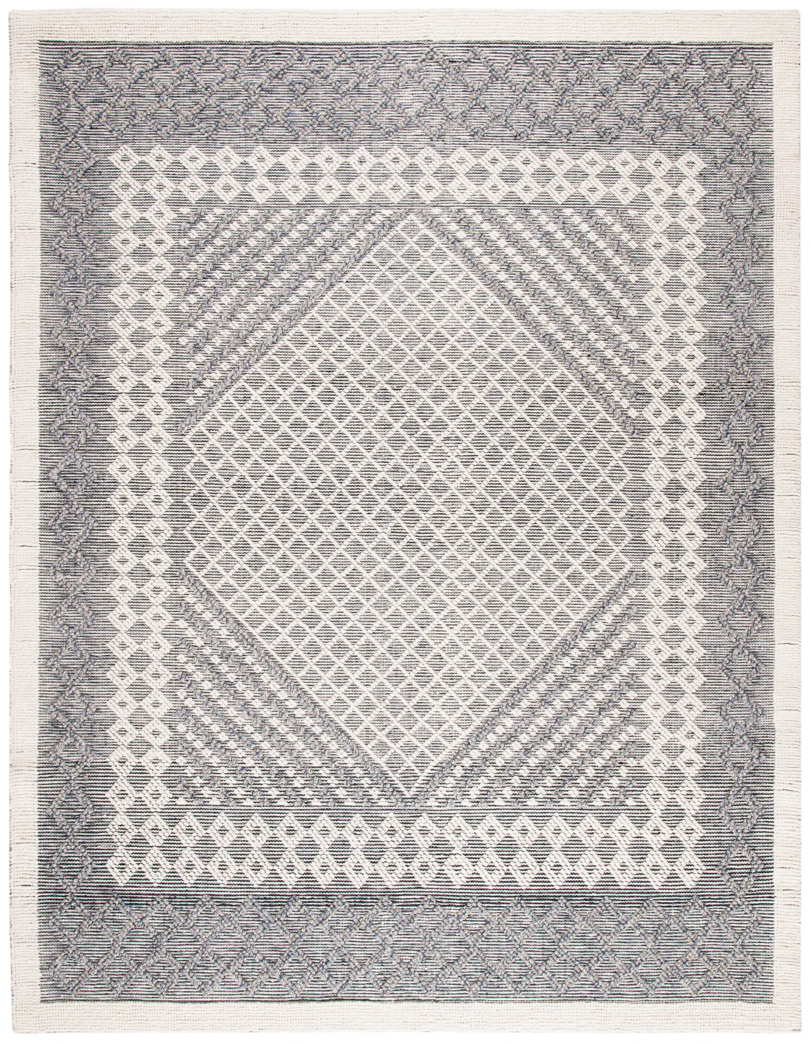 Natura Diamond Medallion Bordered Hand-Woven Rug