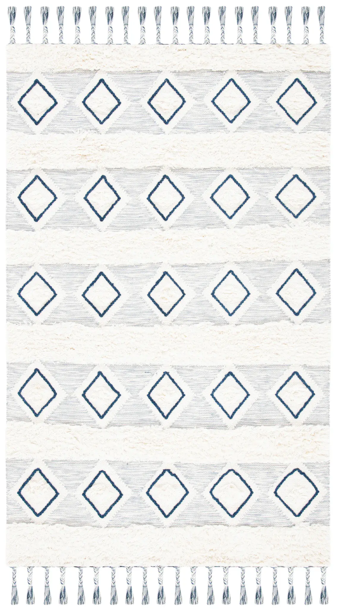Natura Diamond Stripe Hand-Woven Shag Wool Rug