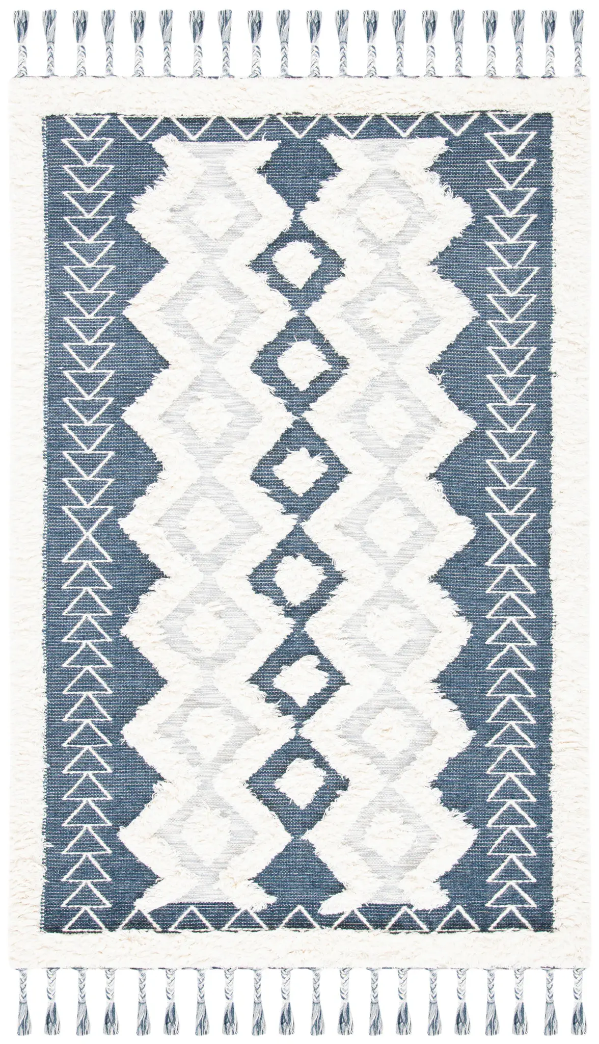 Natura Diamond Zigzag Hand-Woven Shag Wool Rug