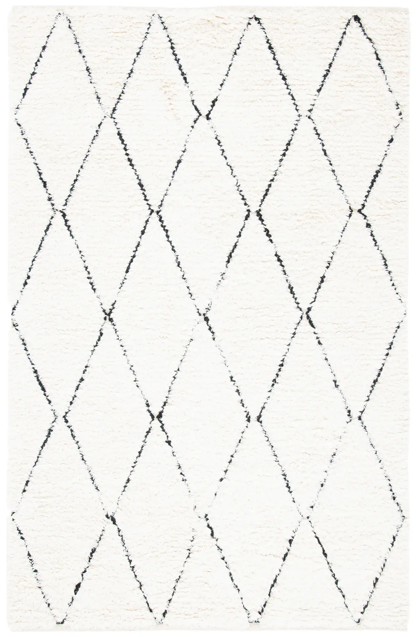 Natura Diamond Trellis Hand-Woven Shag Wool Rug