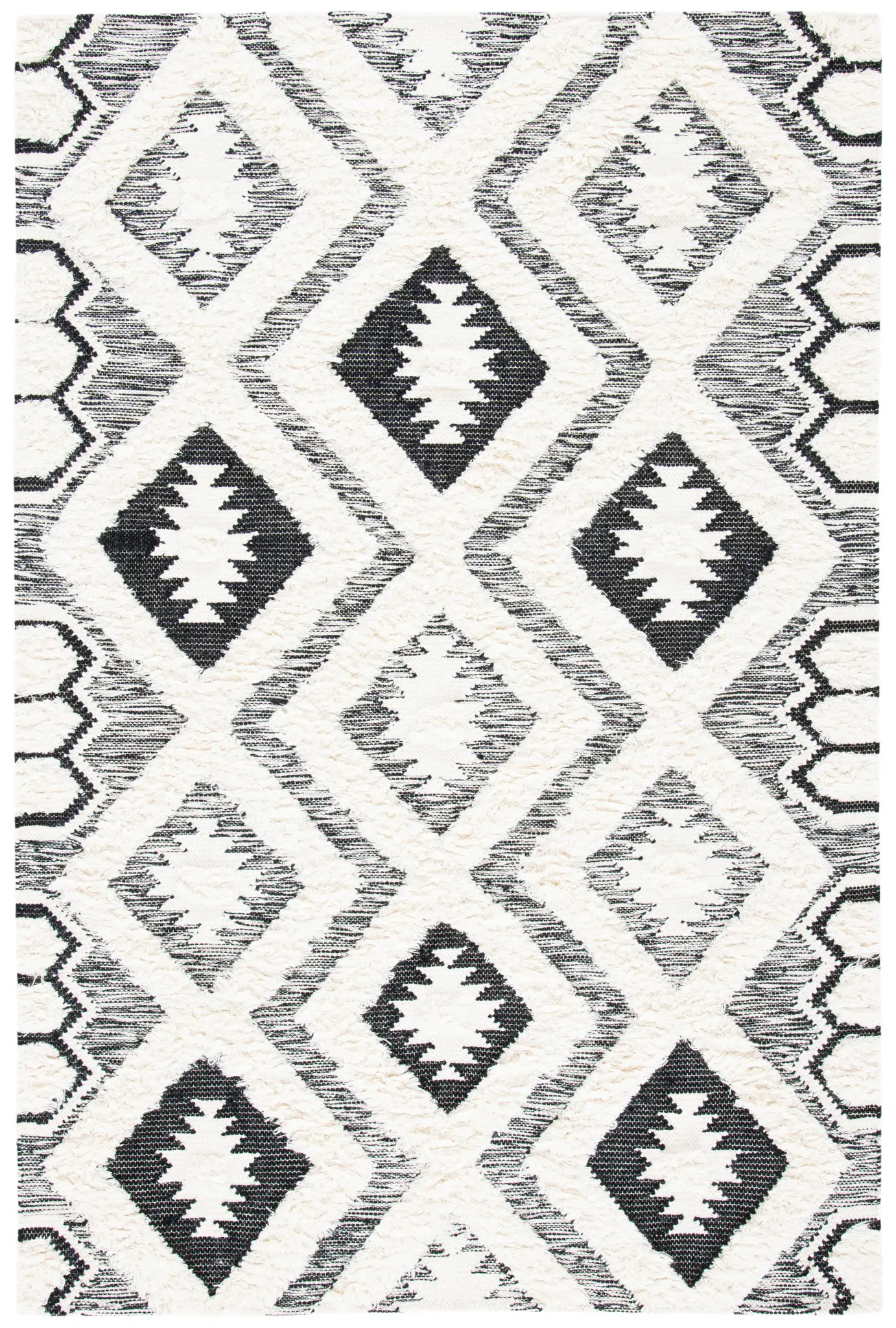 Natura Diamond Lattice Hand-Woven Shag Wool Rug