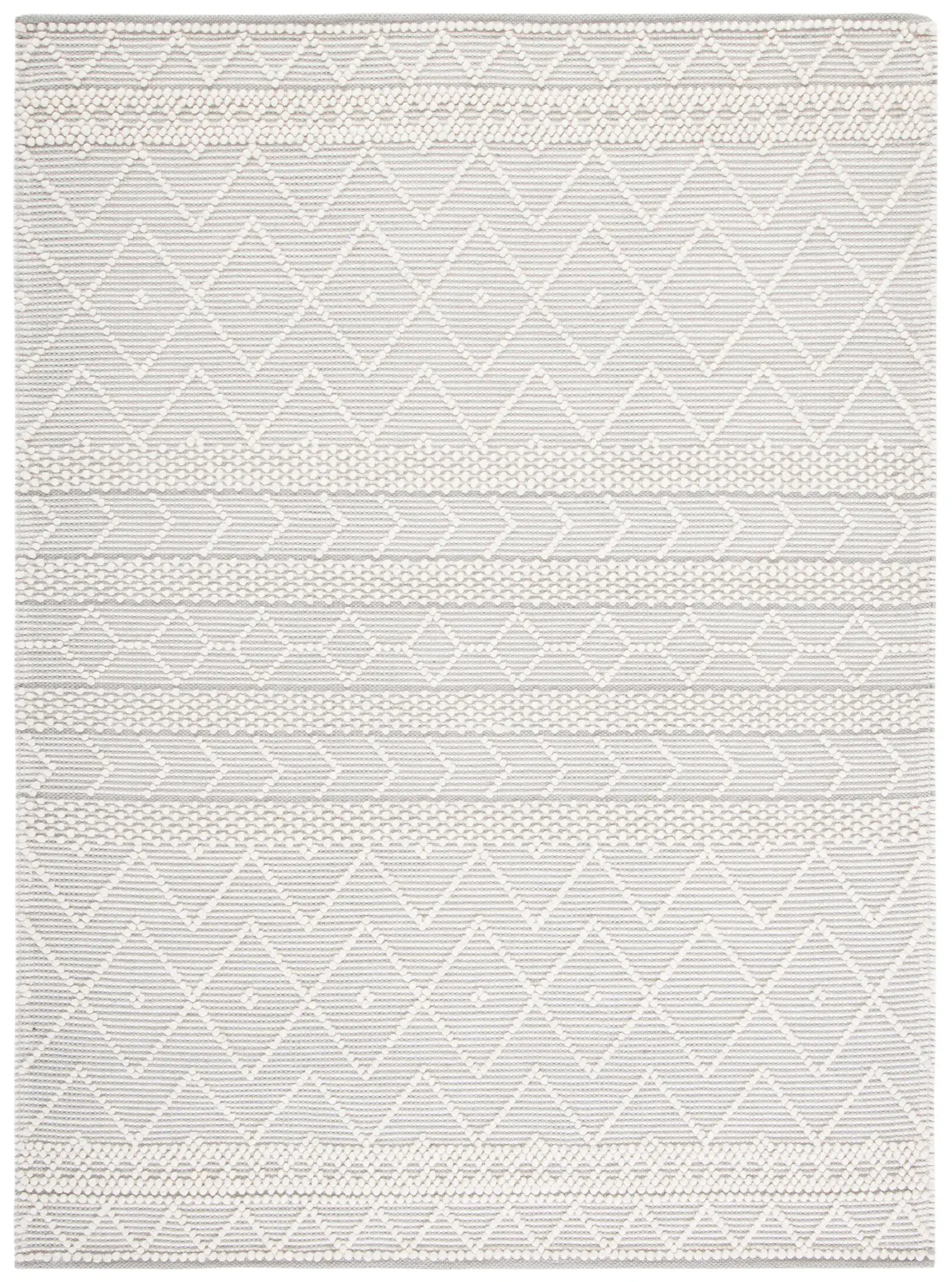 Natura Chevron And Diamond Banded Hand-Loomed Wool Rug