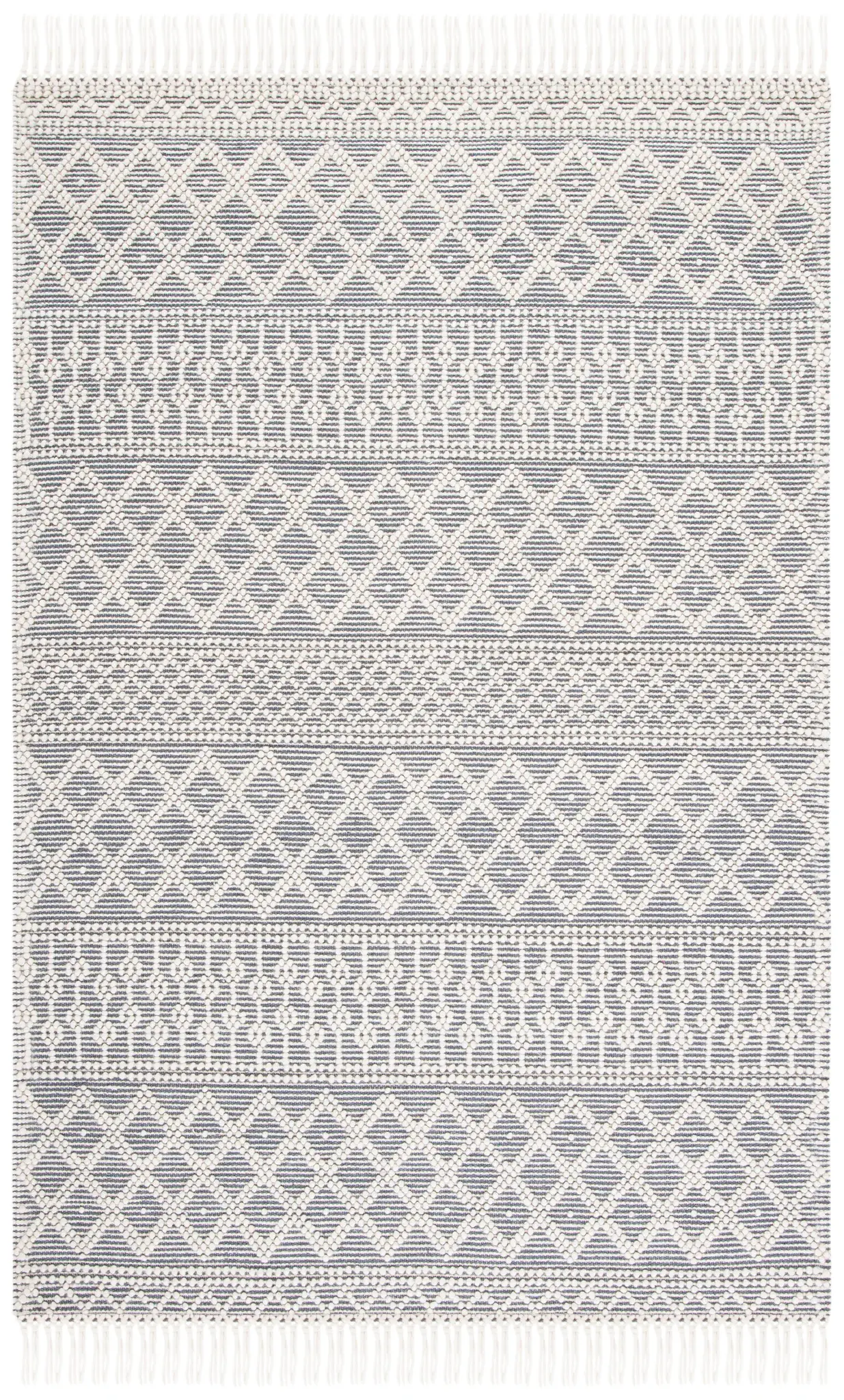 Natura Banded Trellis Diamond Hand-Loomed Wool Rug