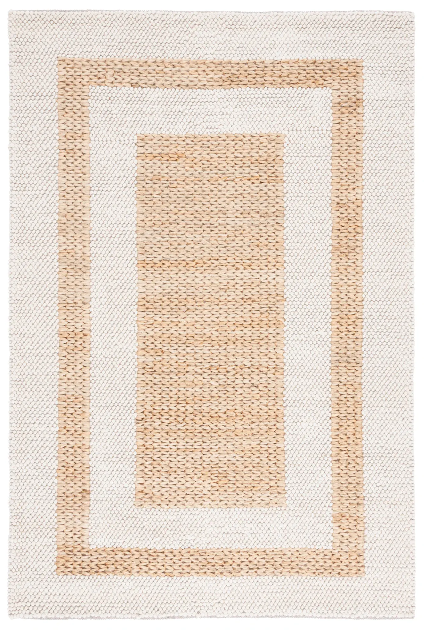 Natura Double Bordered Hand-Loomed Wool Rug