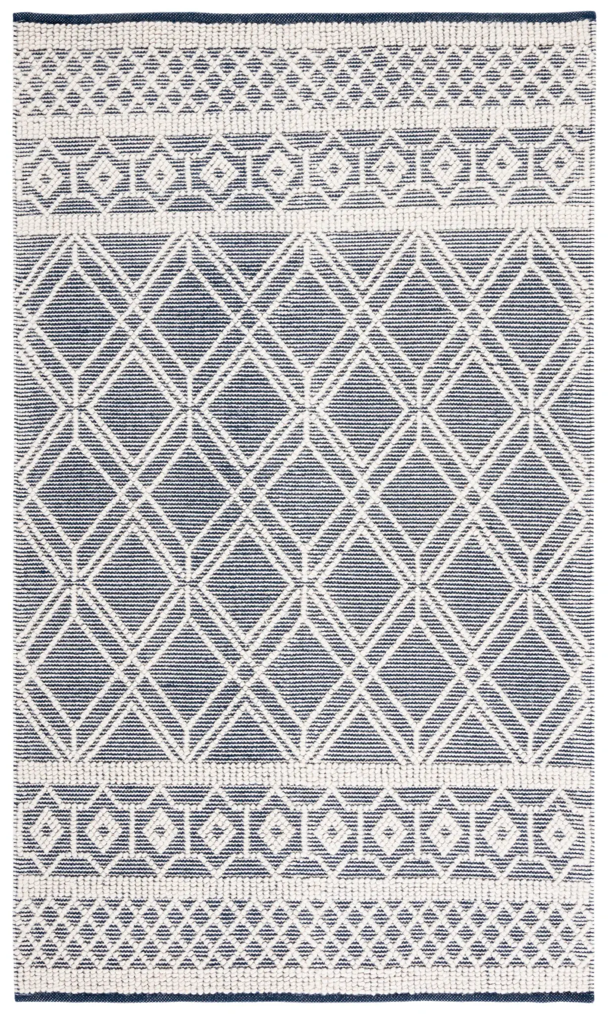 Natura Banded Diamond Lattice Hand-Woven Wool Rug