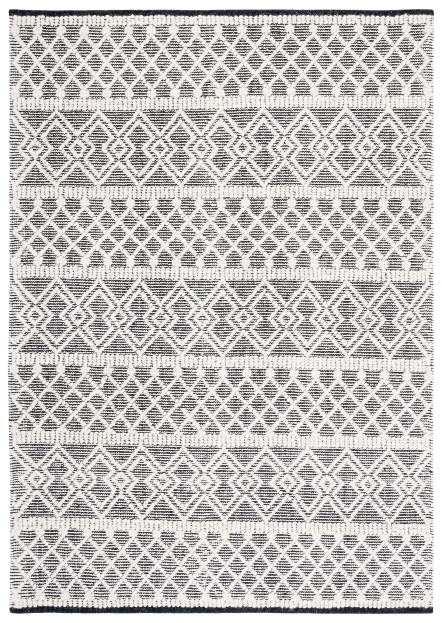 Natura Tribal Diamond Banded Hand-Woven Wool Rug