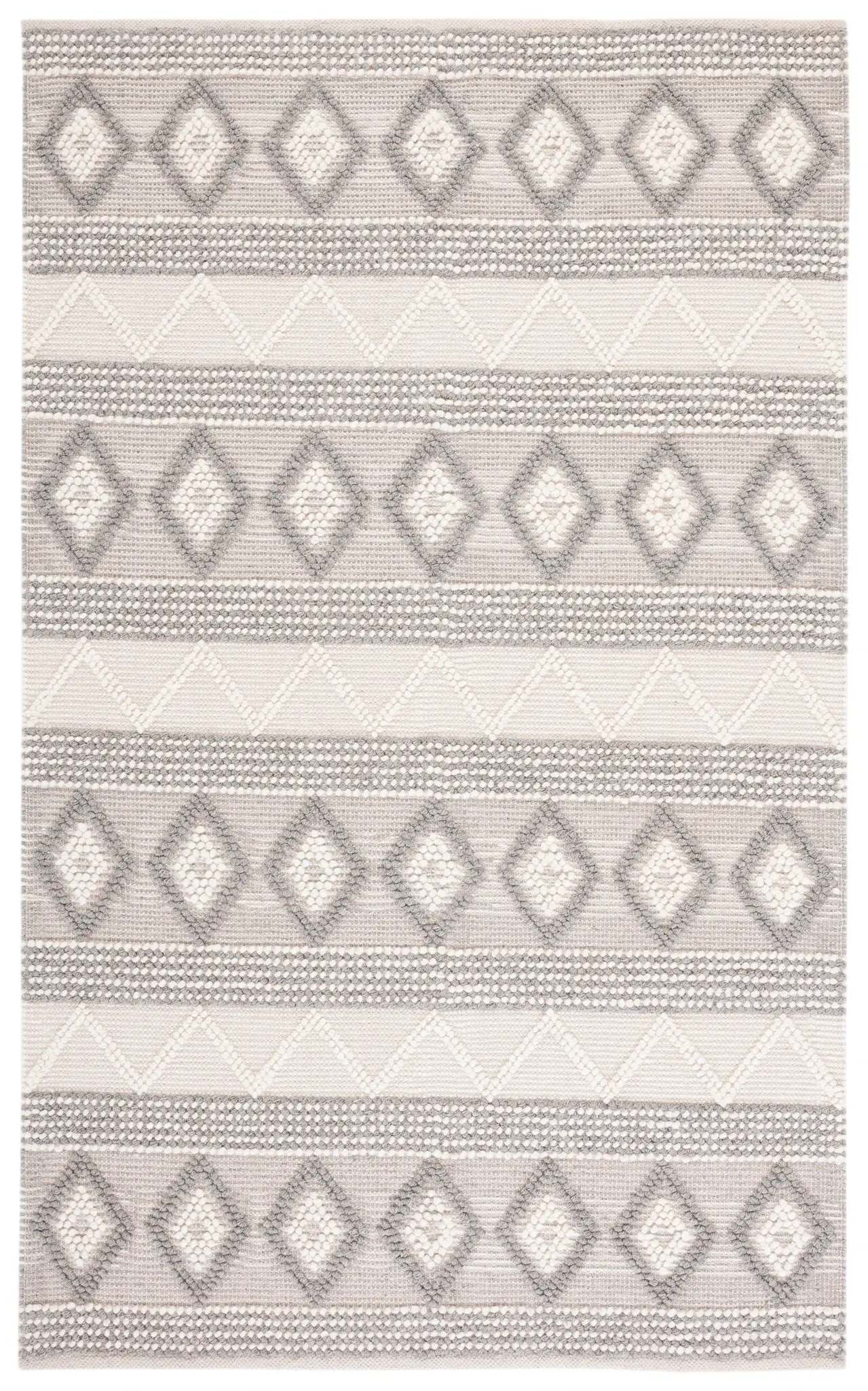 Natura Banded Diamond Triangle Hand-Woven Wool Rug