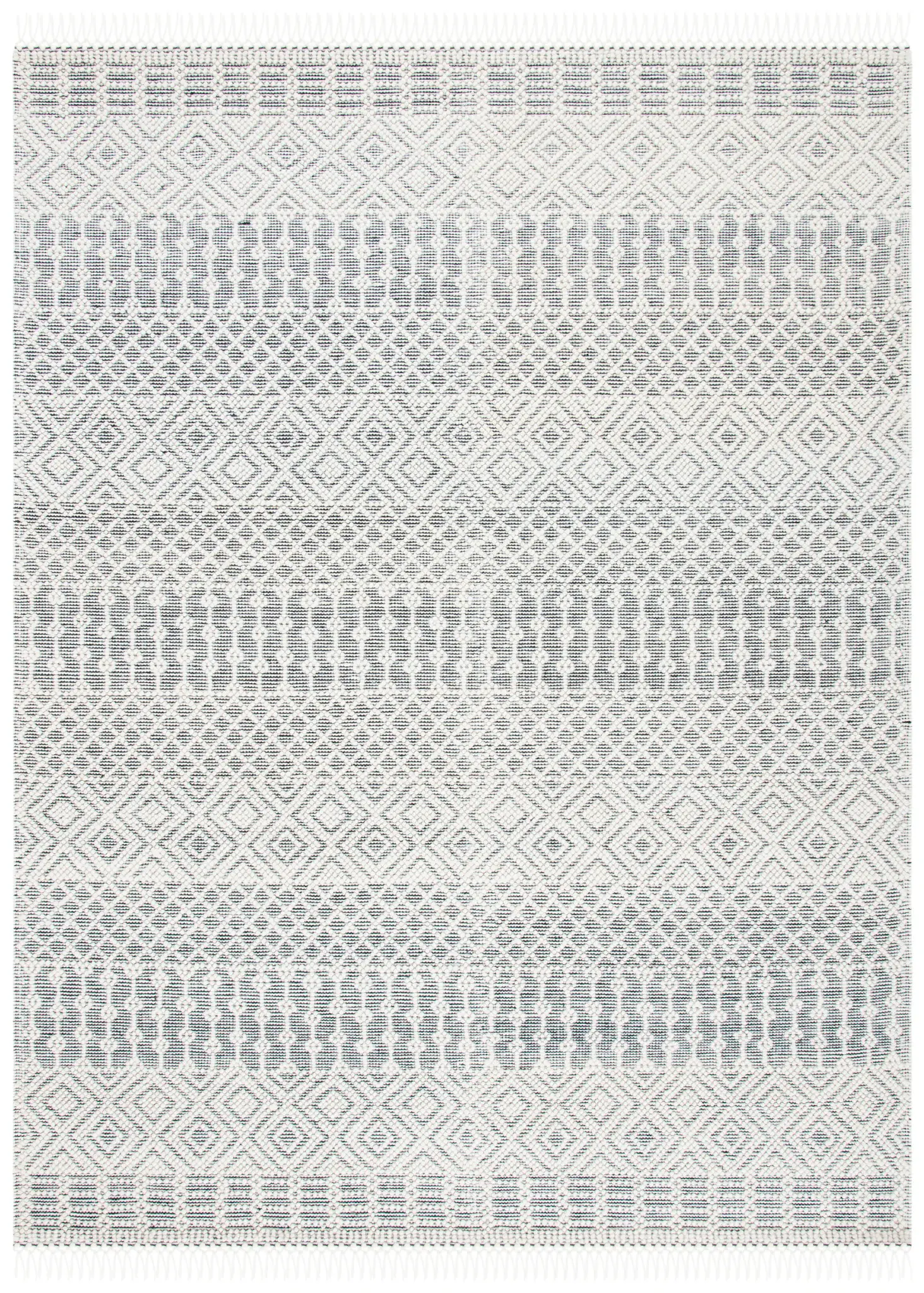 Natura Diamond Banded Hand-Loomed Wool Rug