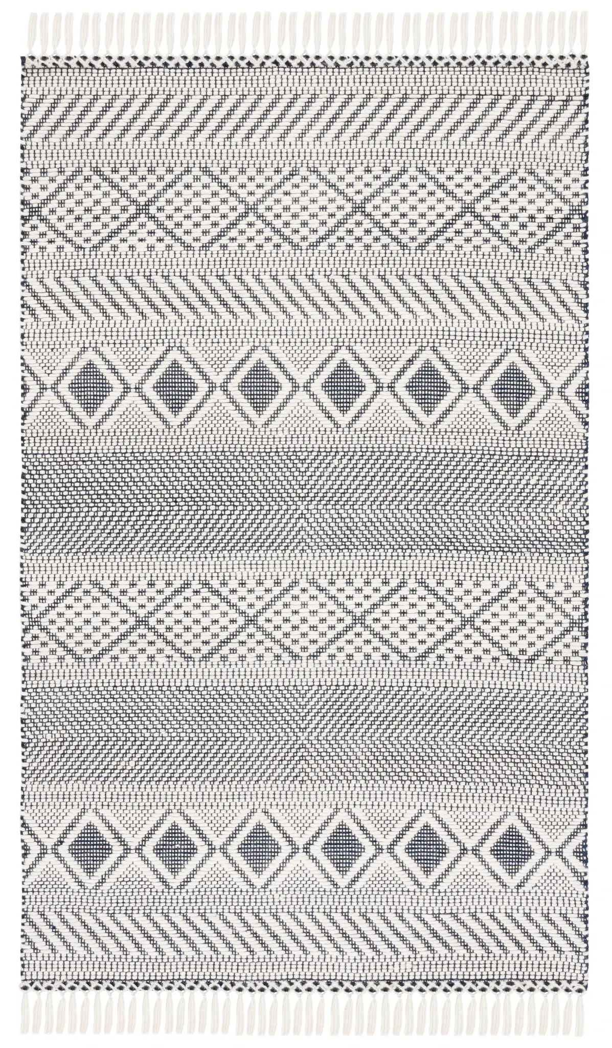 Natura Banded Lozenge Geometric Hand-Woven Wool Rug