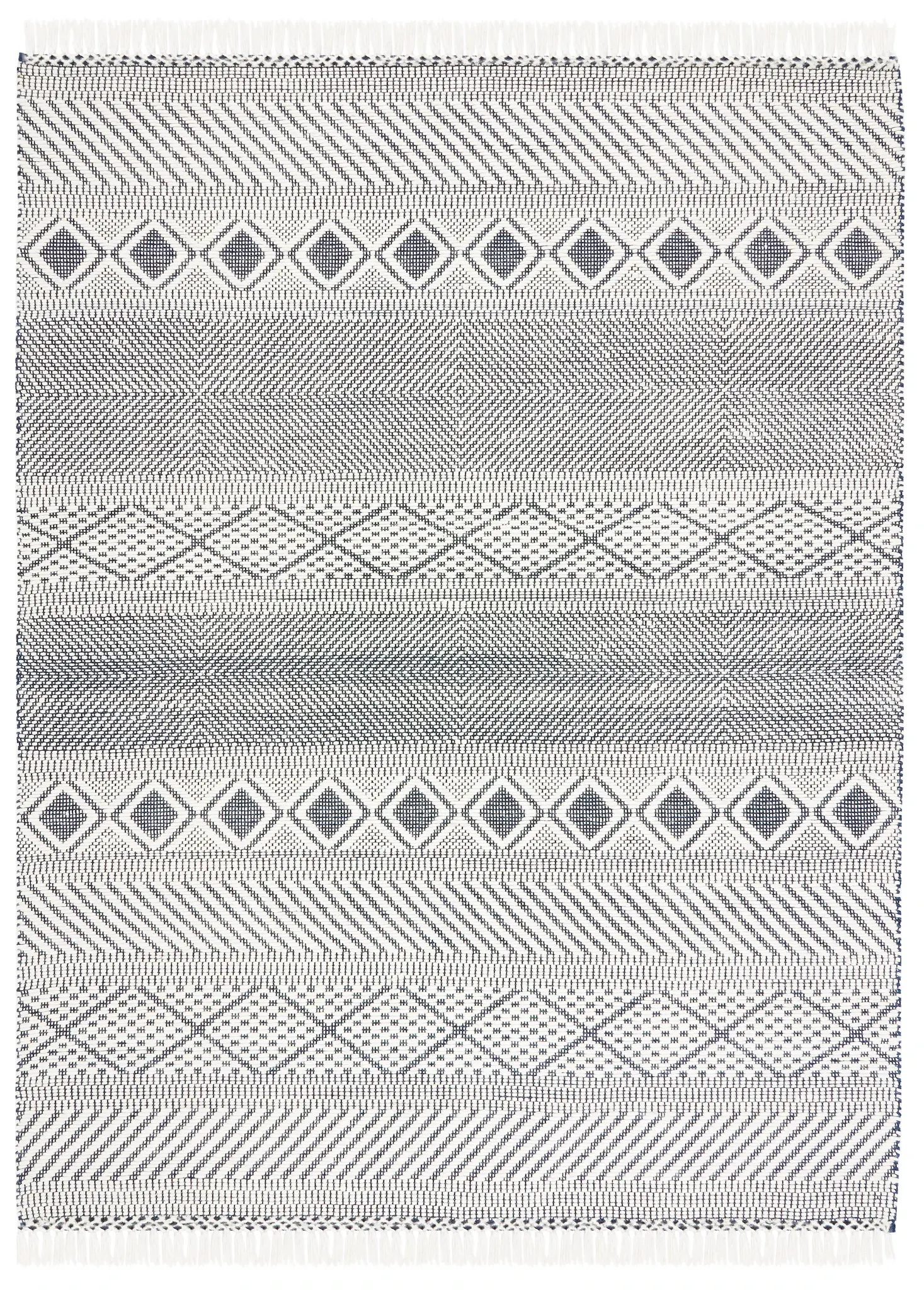 Natura Banded Lozenge Geometric Hand-Woven Wool Rug