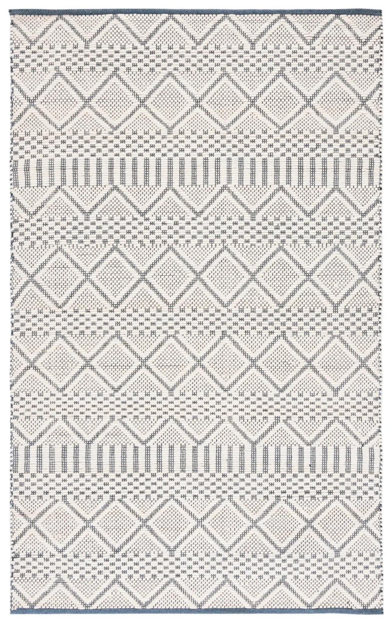 Natura Tribal Diamond Check Stripe Hand-Woven Wool Rug